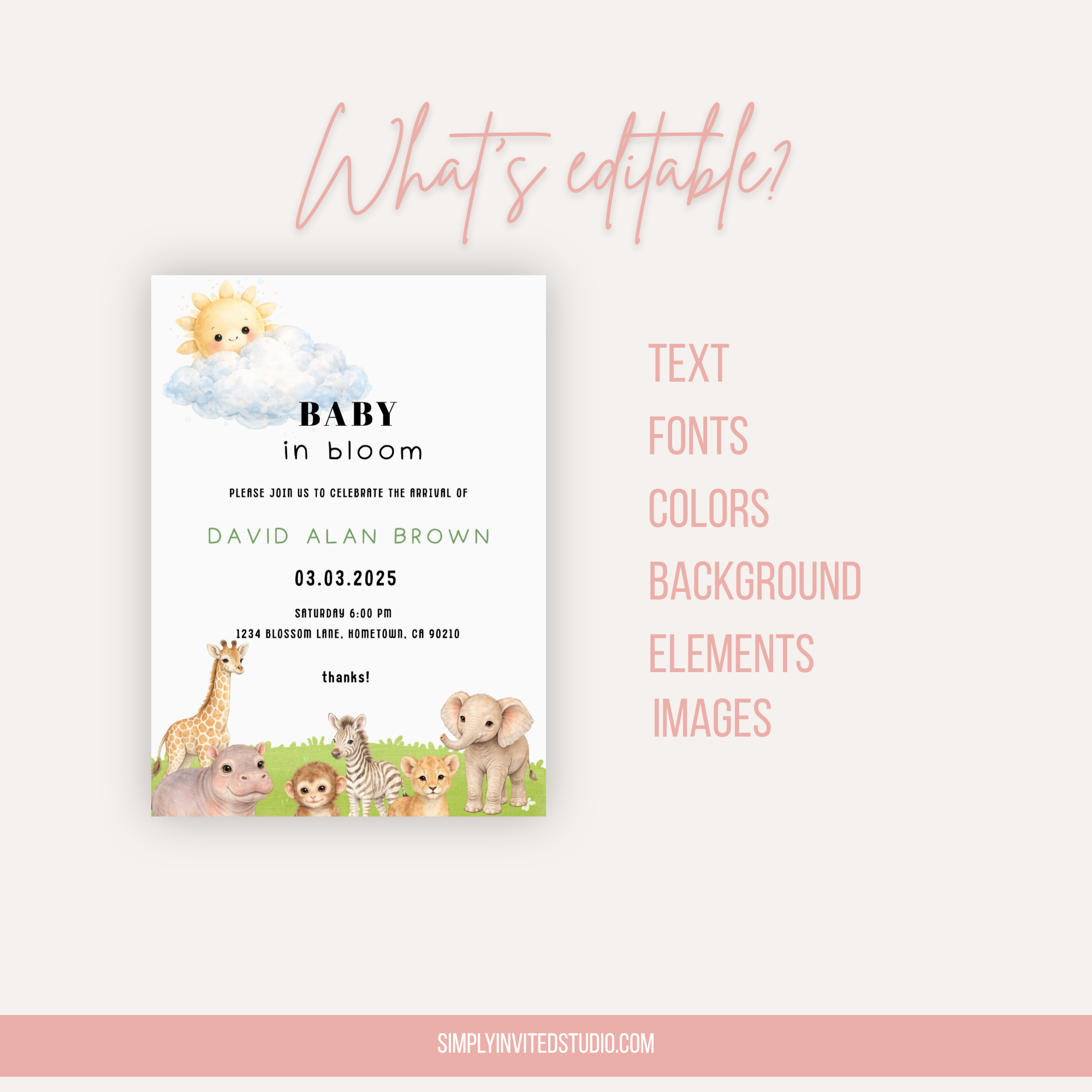 Safari Baby Shower Invitation