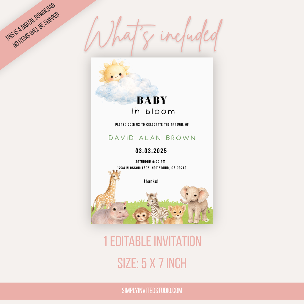 Safari Baby Shower Invitation