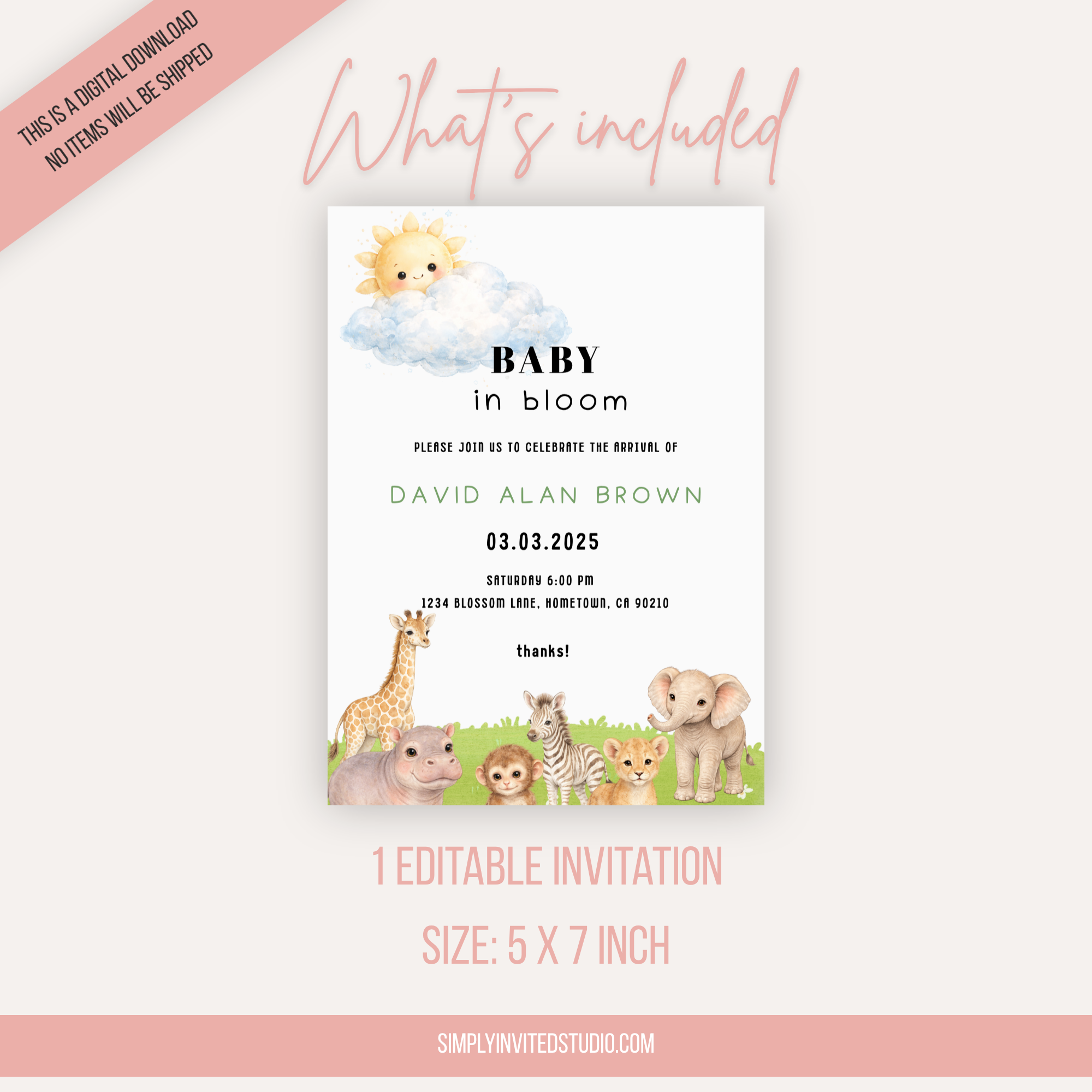 Safari Baby Shower Invitation