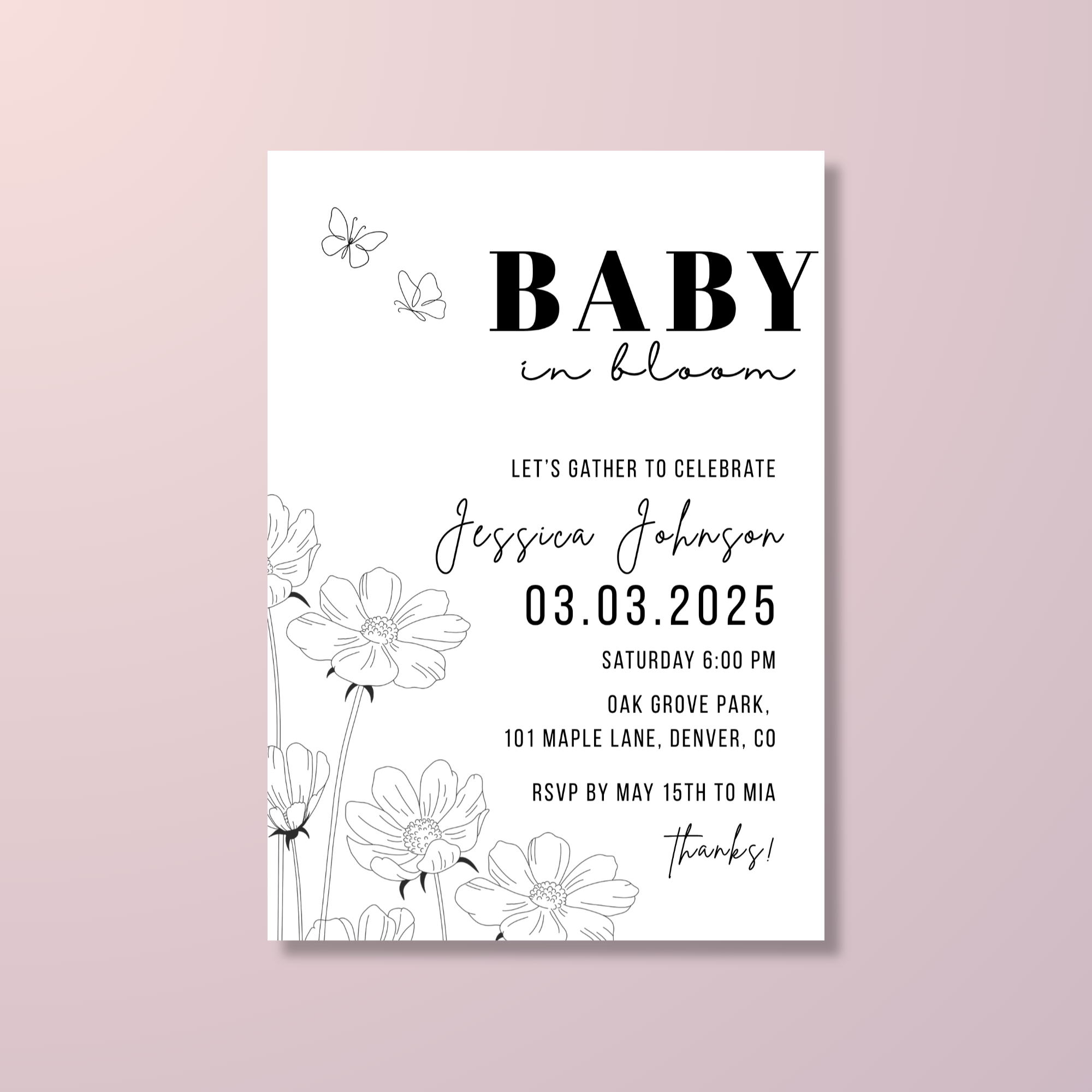 Minimalist Baby Shower Invitation