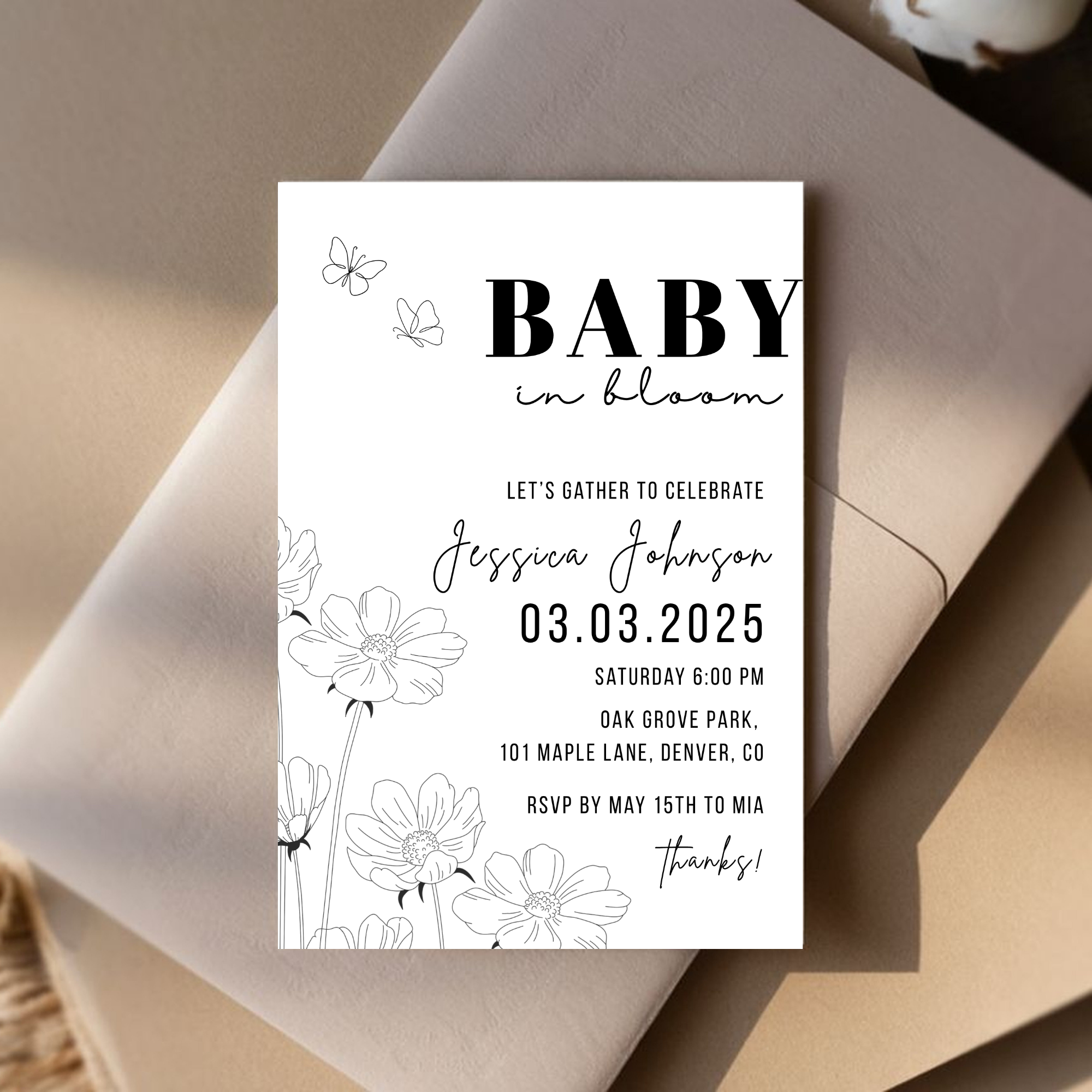 Minimalist Baby Shower Invitation