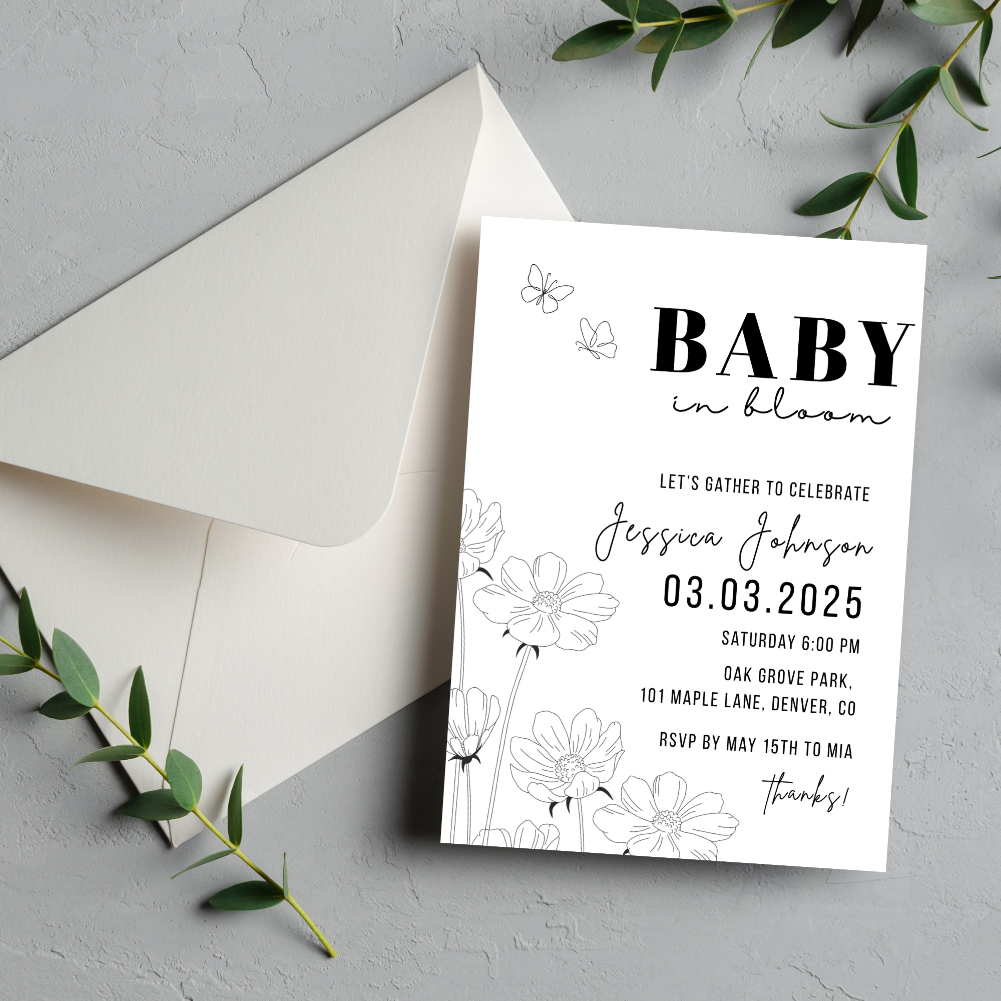 Minimalist Baby Shower Invitation