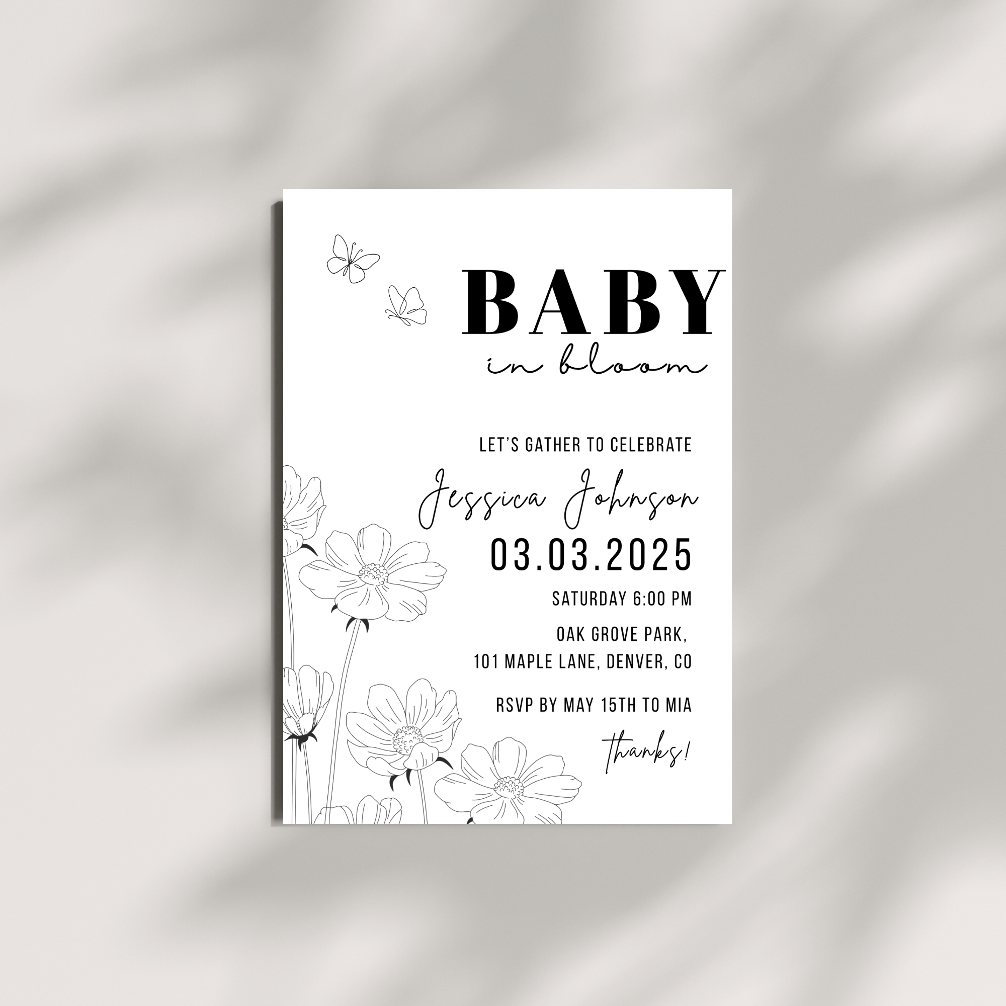 Minimalist Baby Shower Invitation