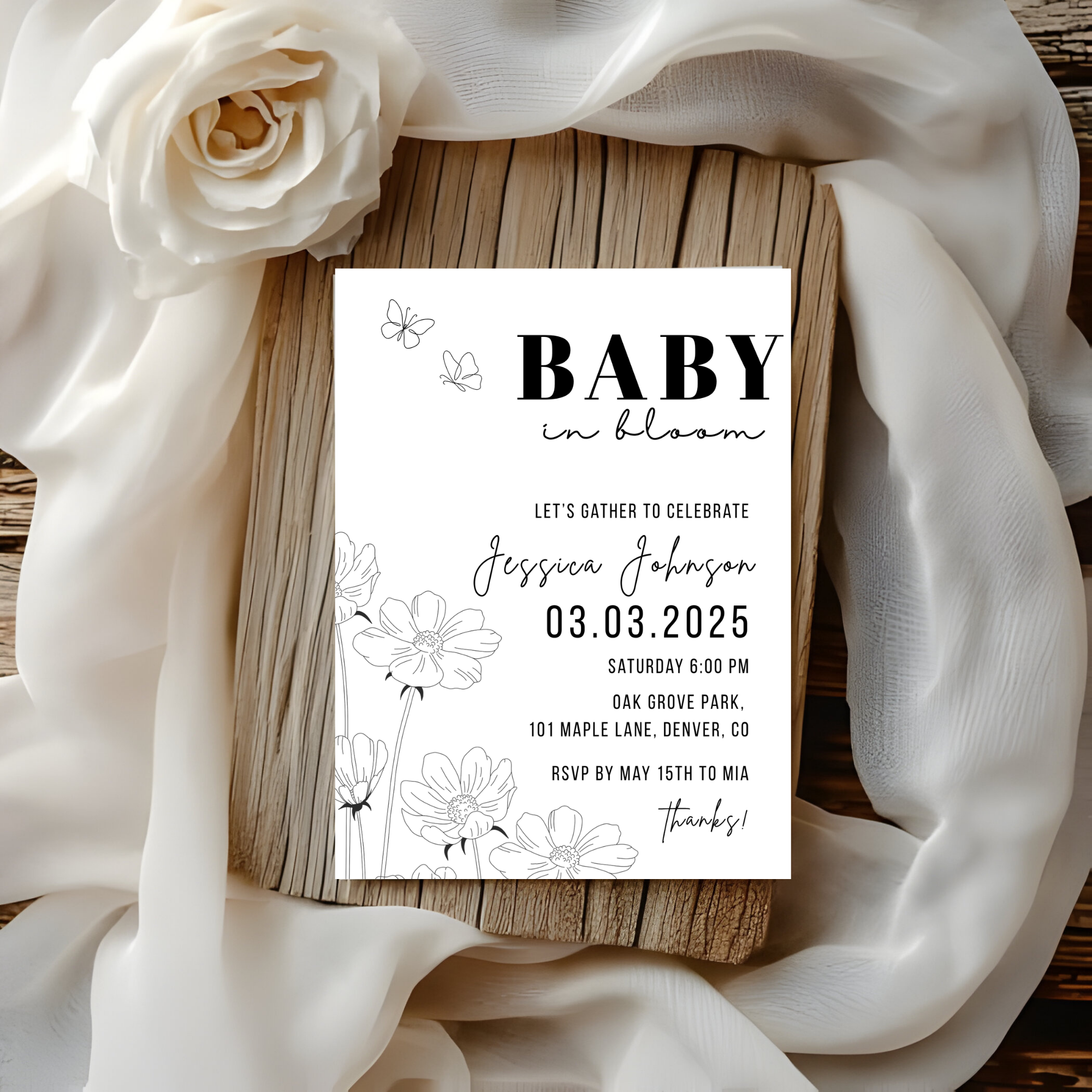 Minimalist Baby Shower Invitation