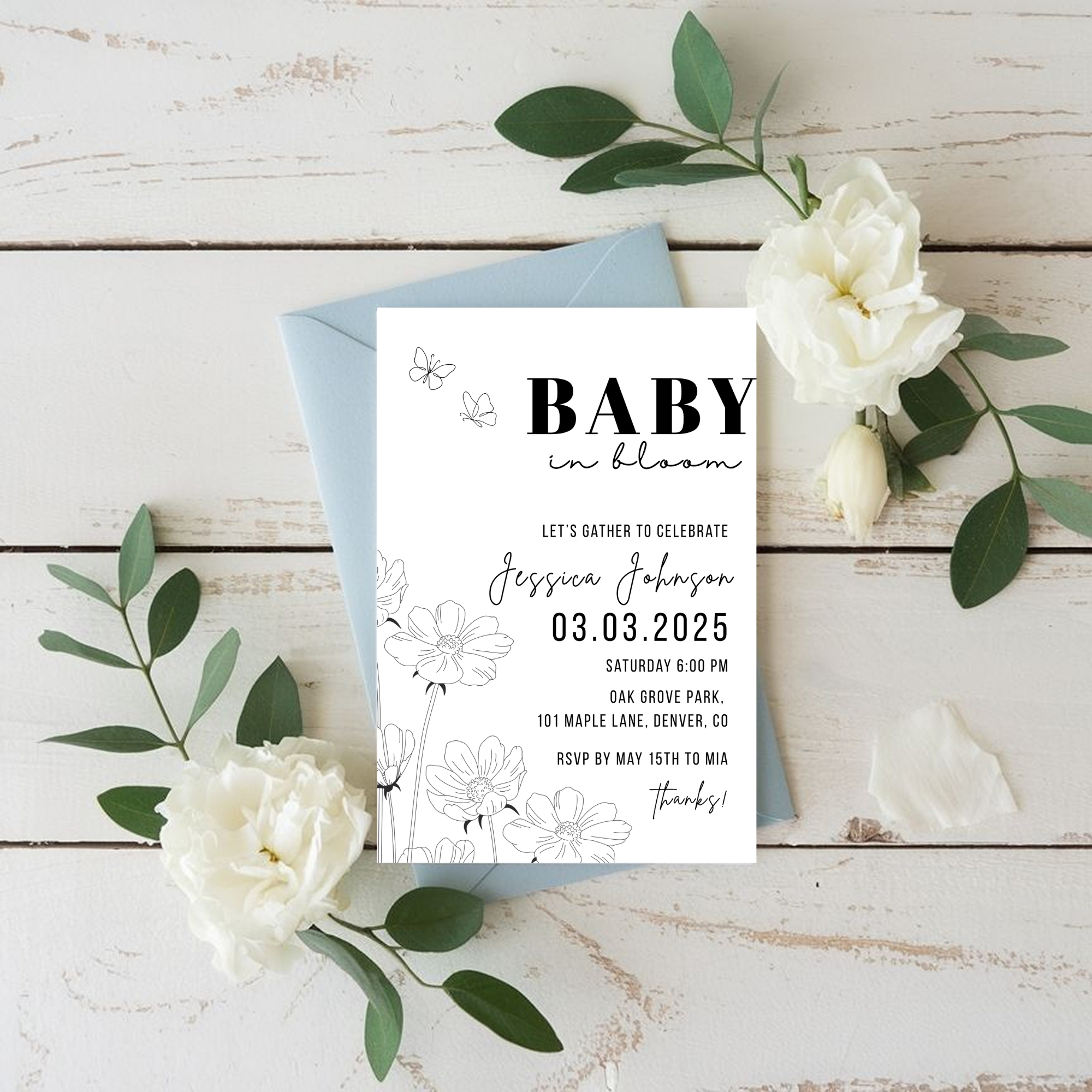 Minimalist Baby Shower Invitation