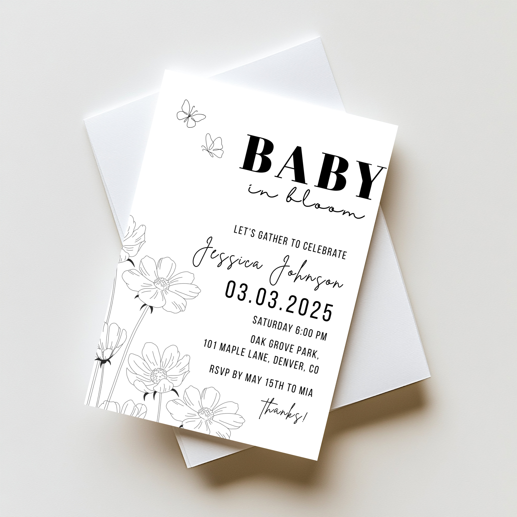 Minimalist Baby Shower Invitation