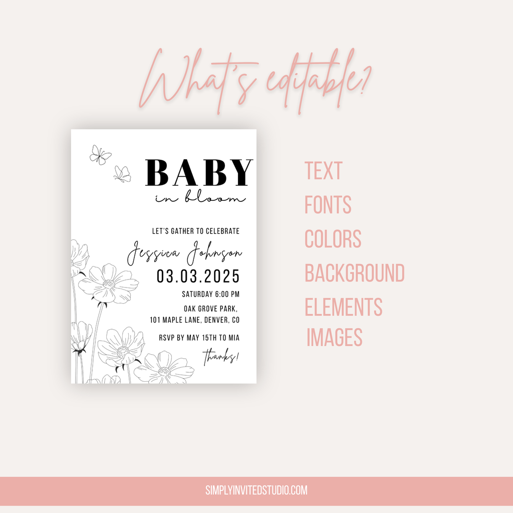 Minimalist Baby Shower Invitation