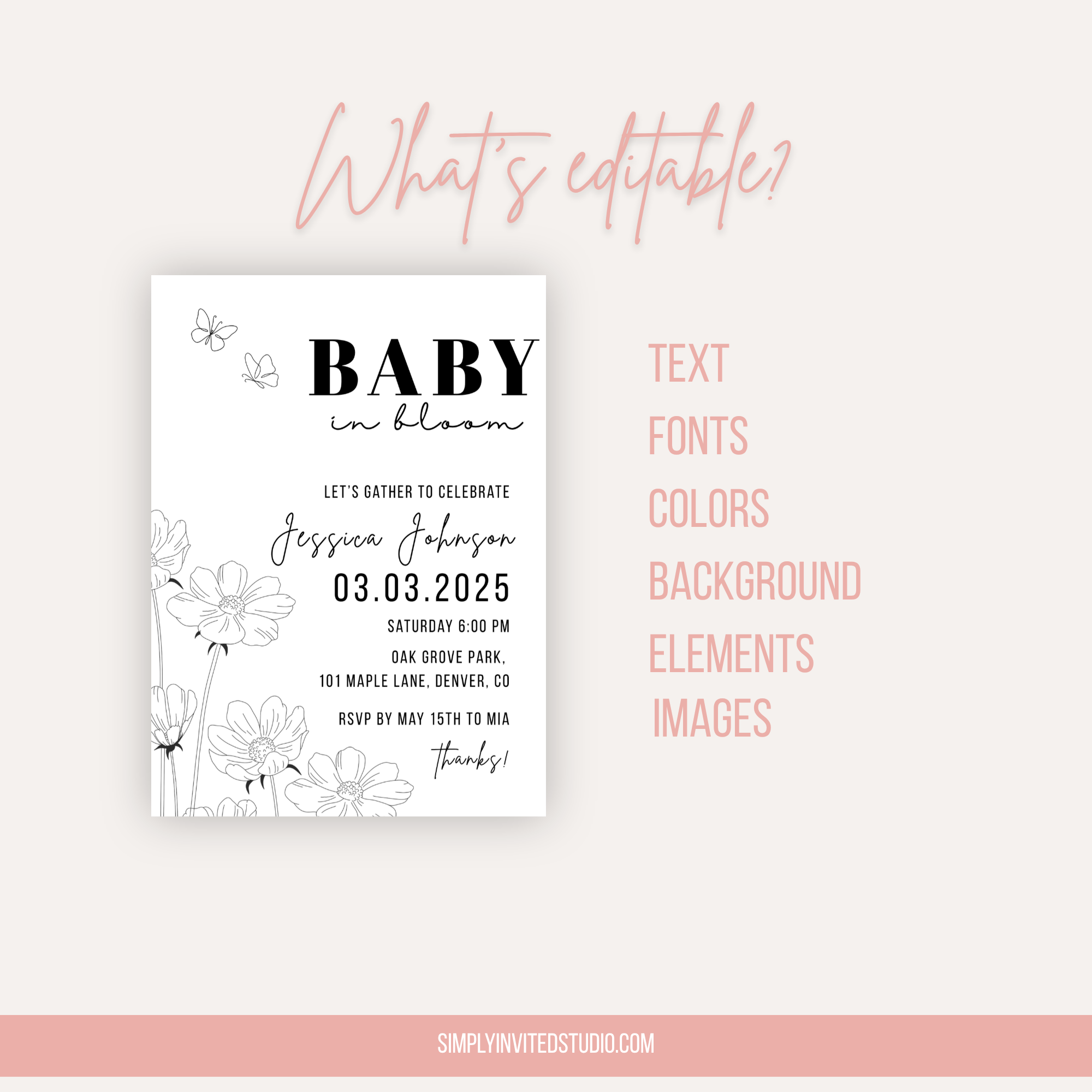 Minimalist Baby Shower Invitation