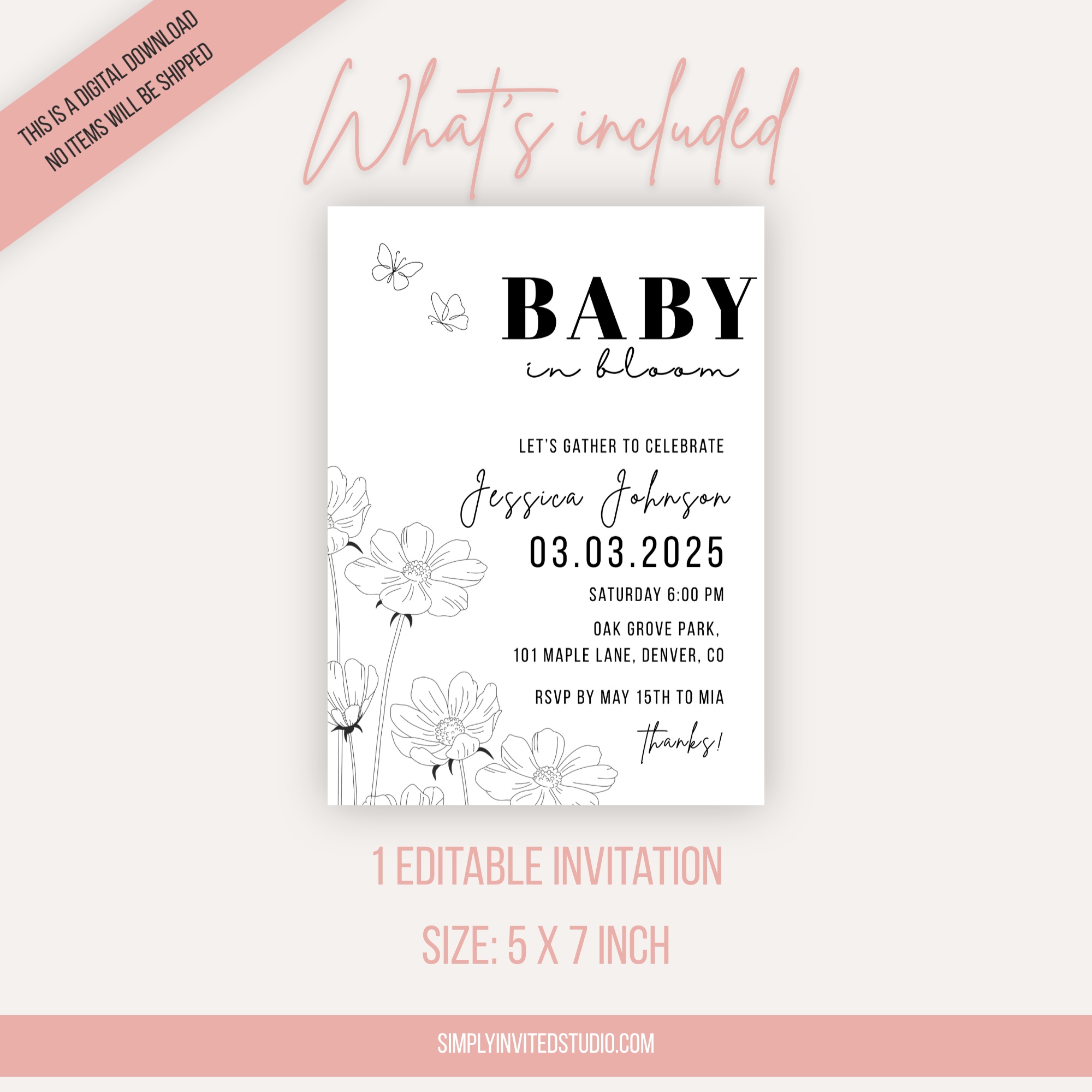Minimalist Baby Shower Invitation