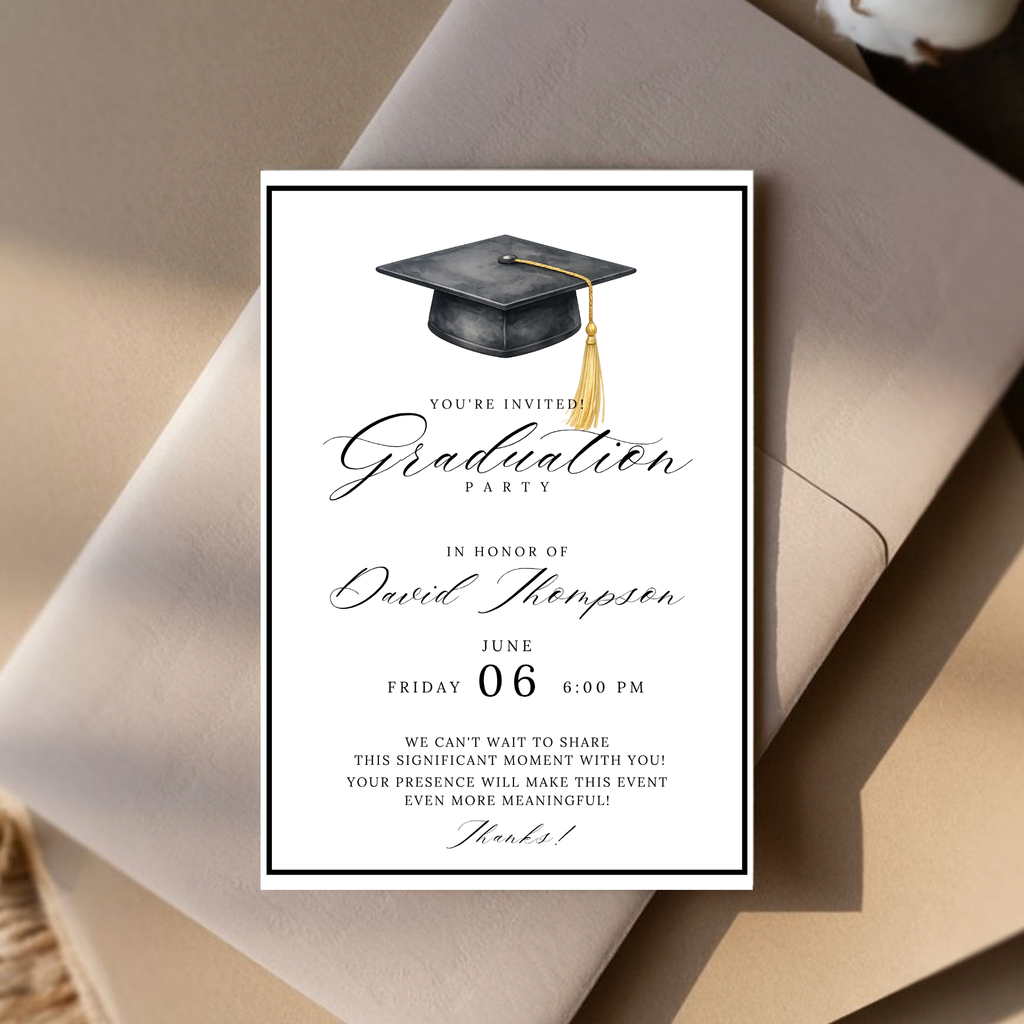Black Graduation Invitation