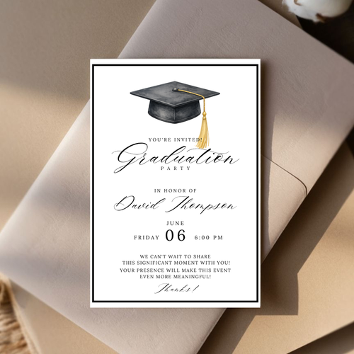 Black Graduation Invitation