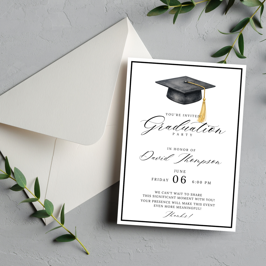 Black Graduation Invitation