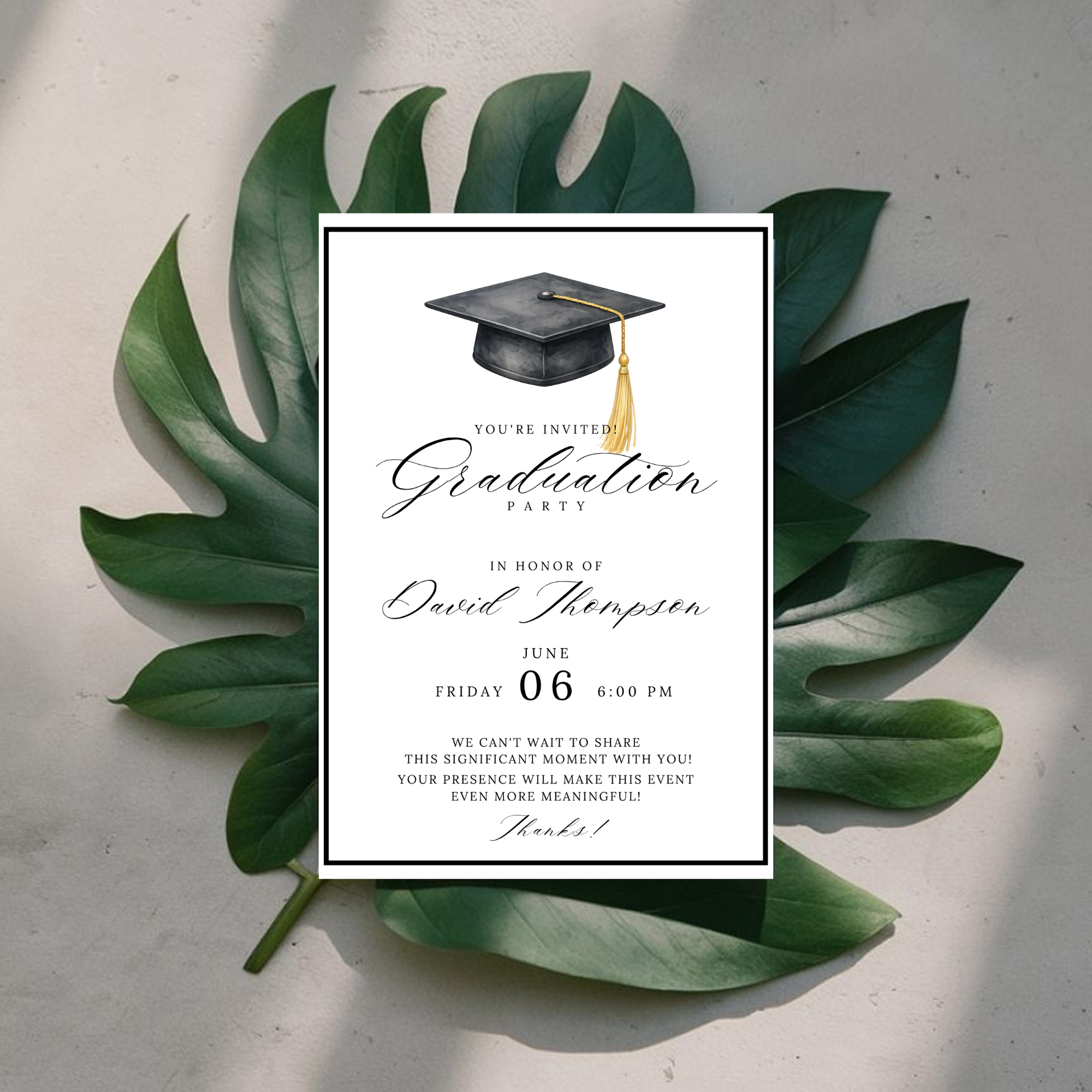 Black Graduation Invitation
