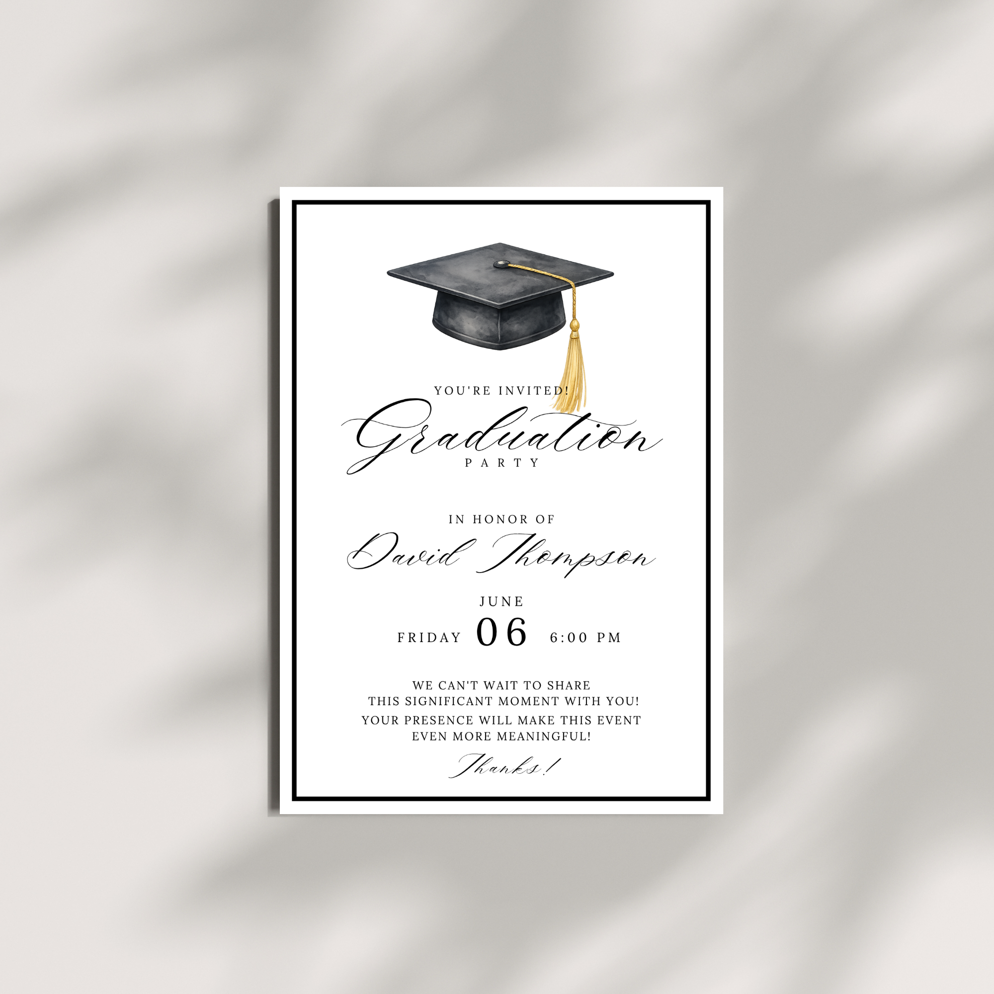 Black Graduation Invitation
