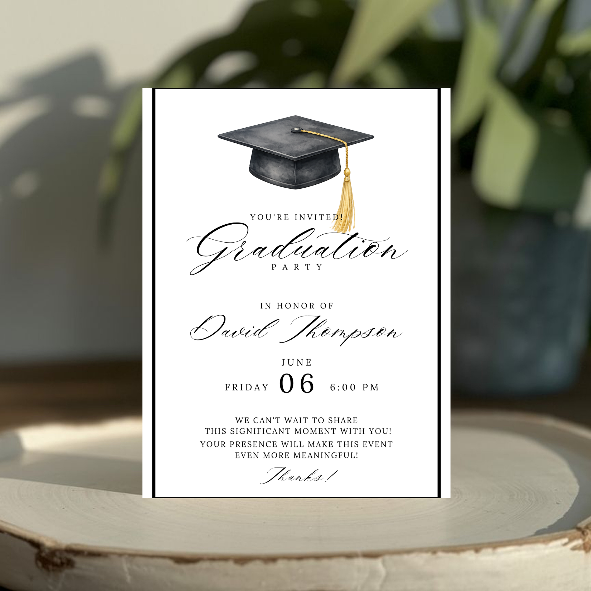 Black Graduation Invitation