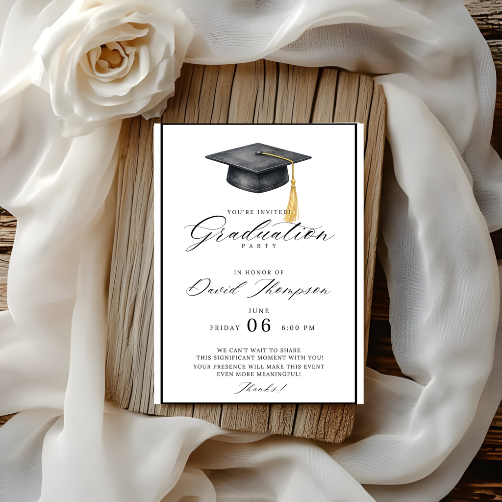 Black Graduation Invitation