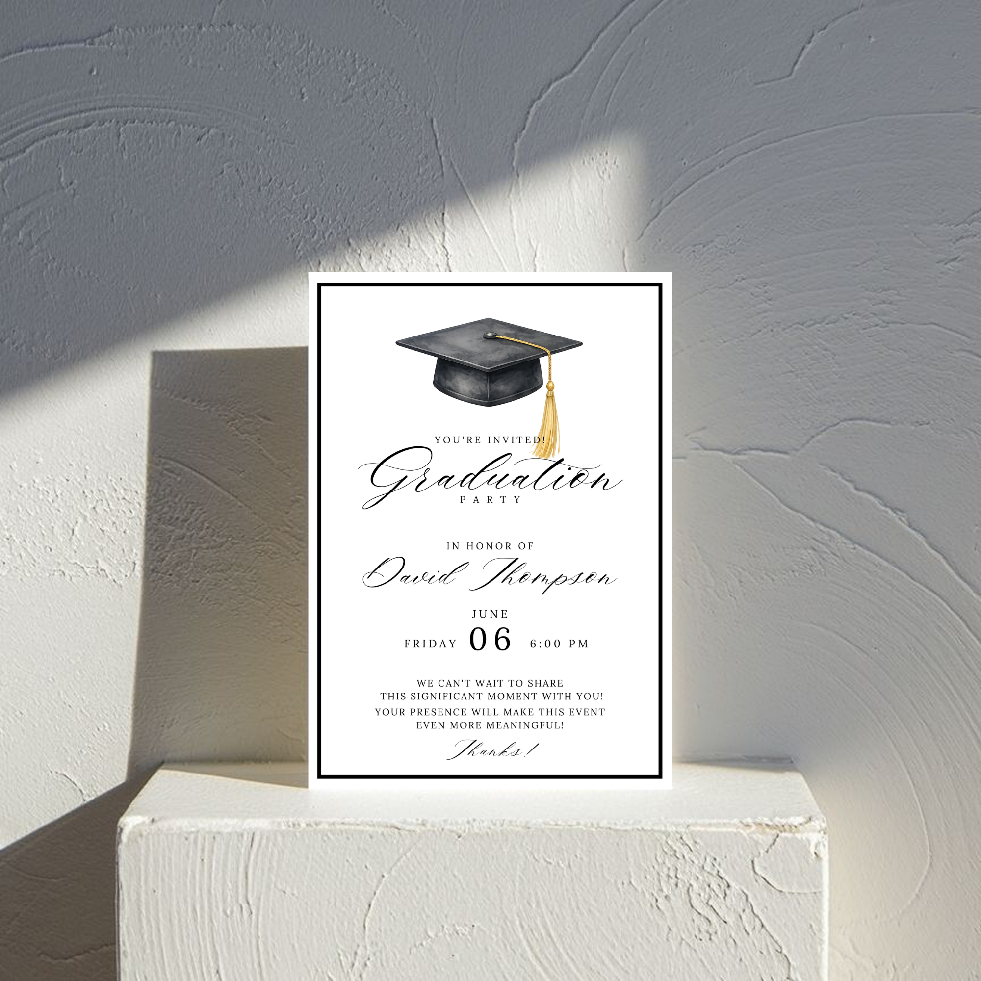Black Graduation Invitation