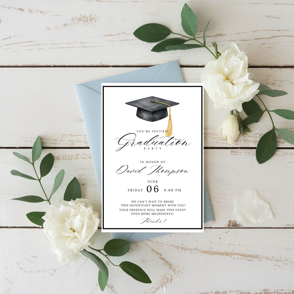 Black Graduation Invitation