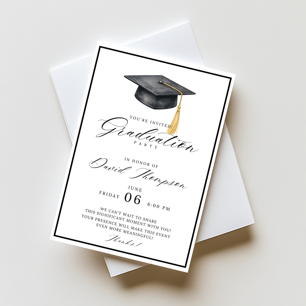 Black Graduation Invitation
