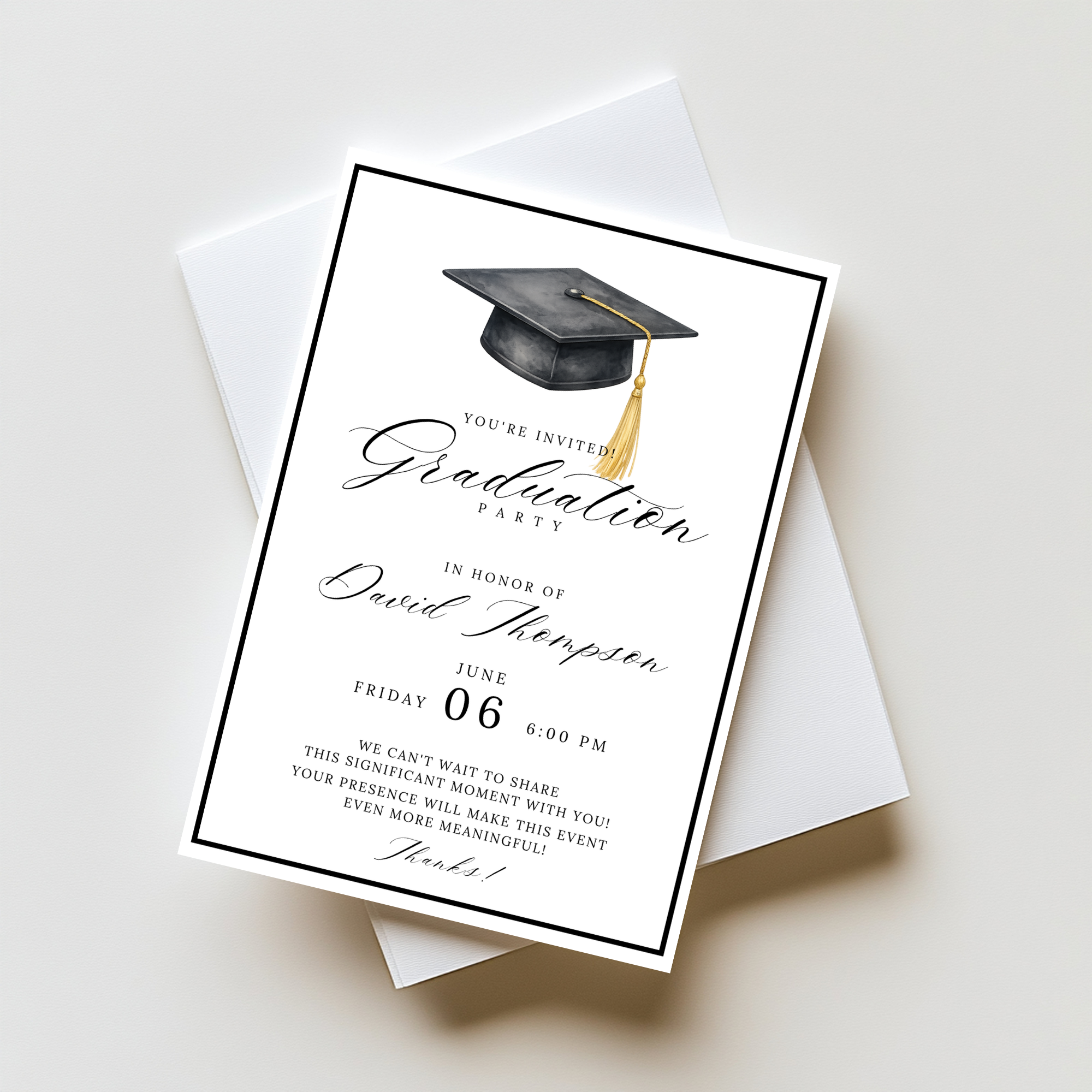 Black Graduation Invitation