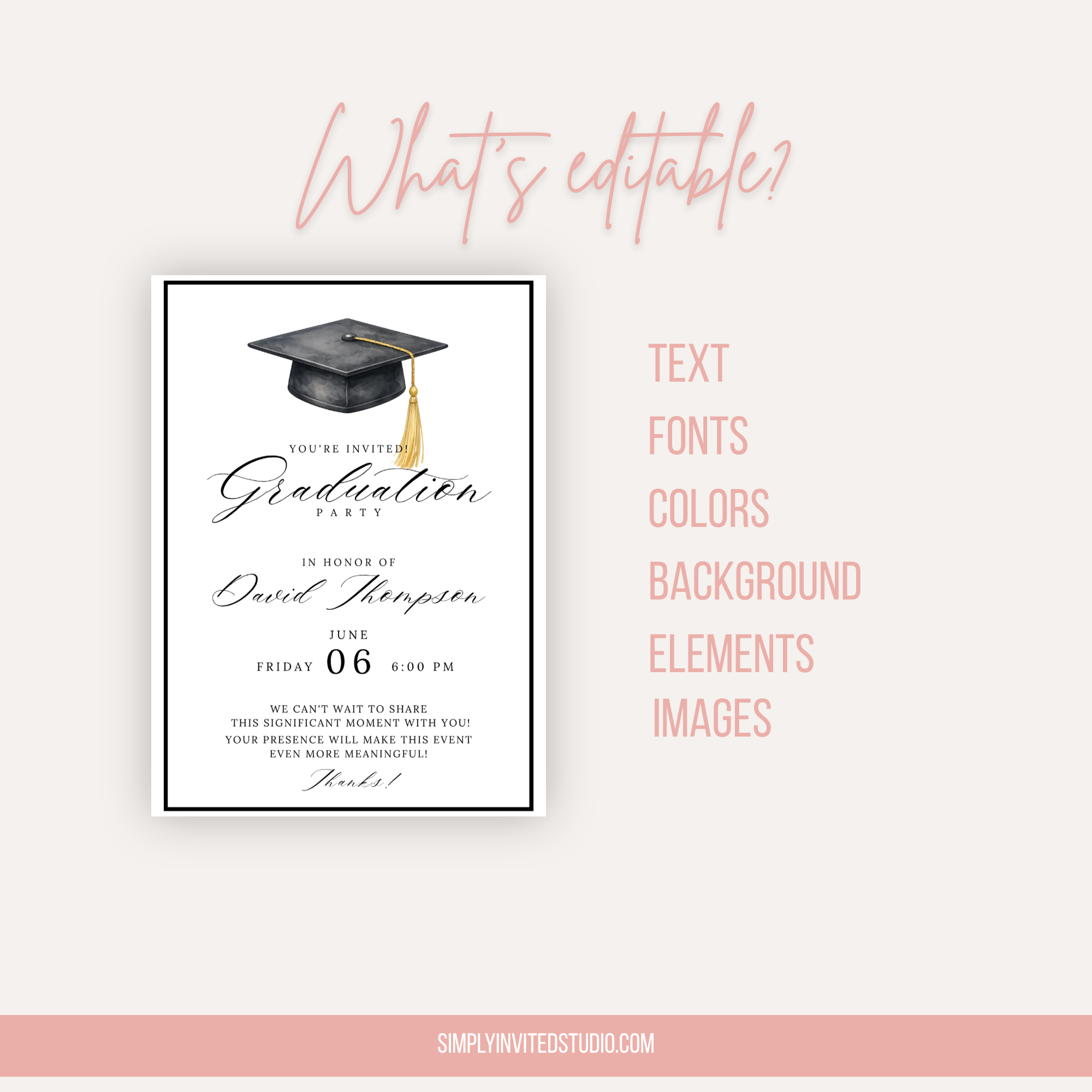 Black Graduation Invitation