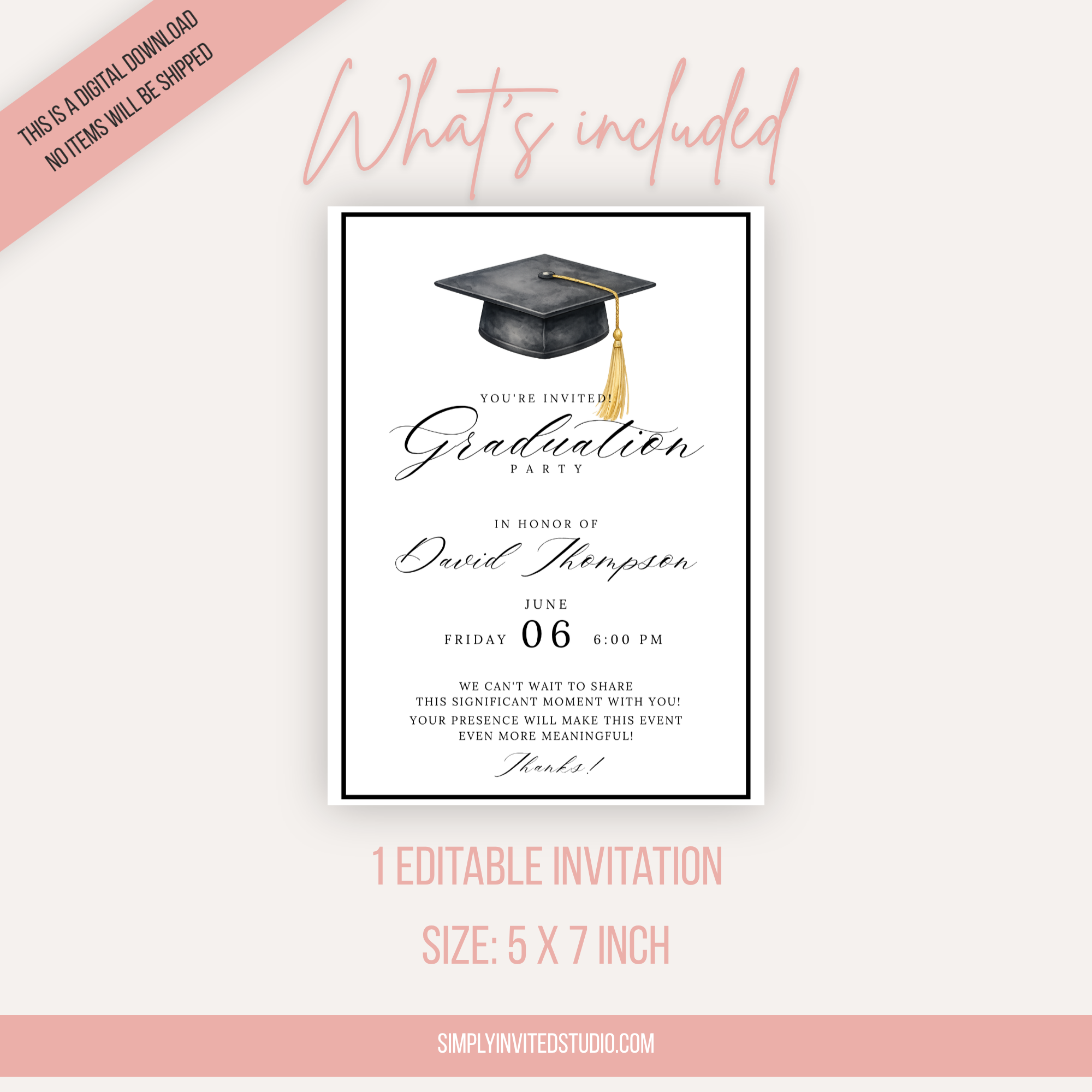 Black Graduation Invitation