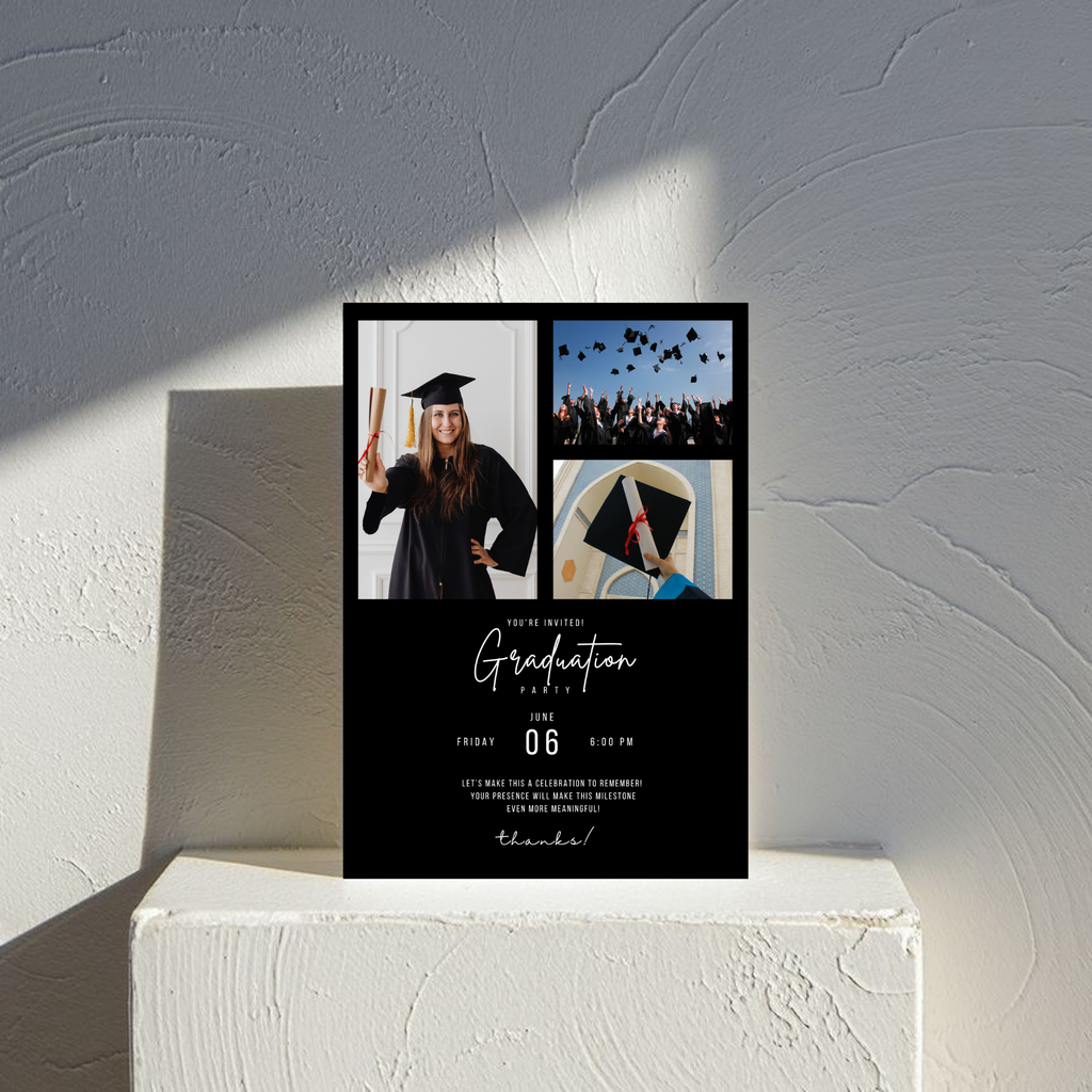 Black Graduation Photo invitation