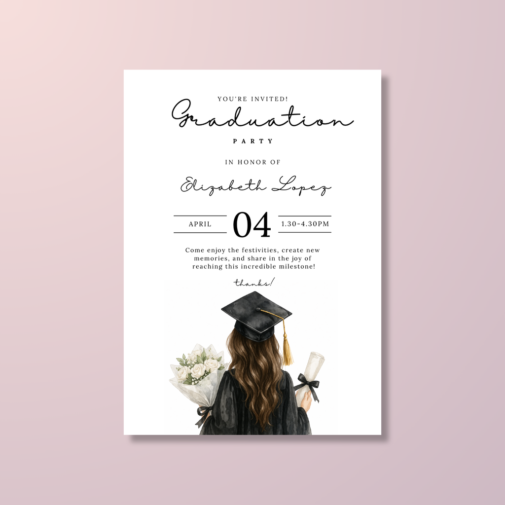 Watercolor Graduate Girl Invitation