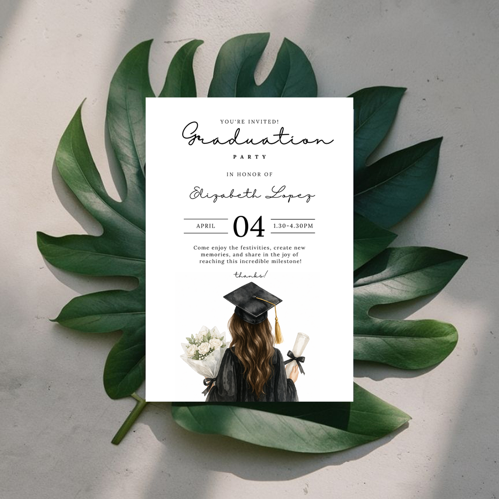 Watercolor Graduate Girl Invitation