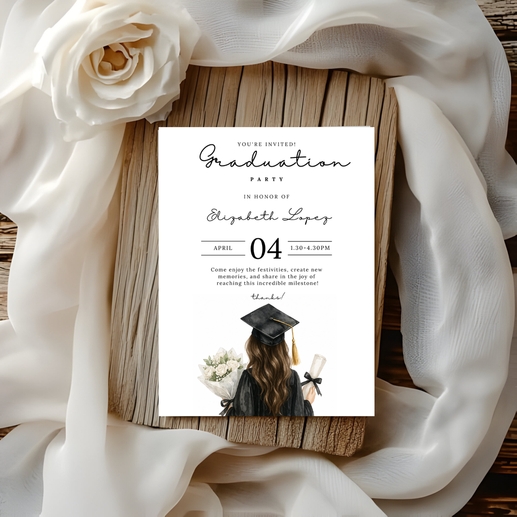 Watercolor Graduate Girl Invitation