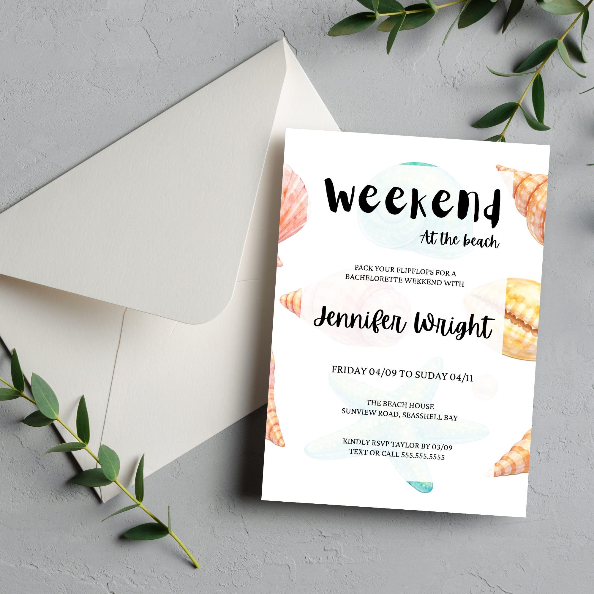 Seashell Bridal Shower Invitation