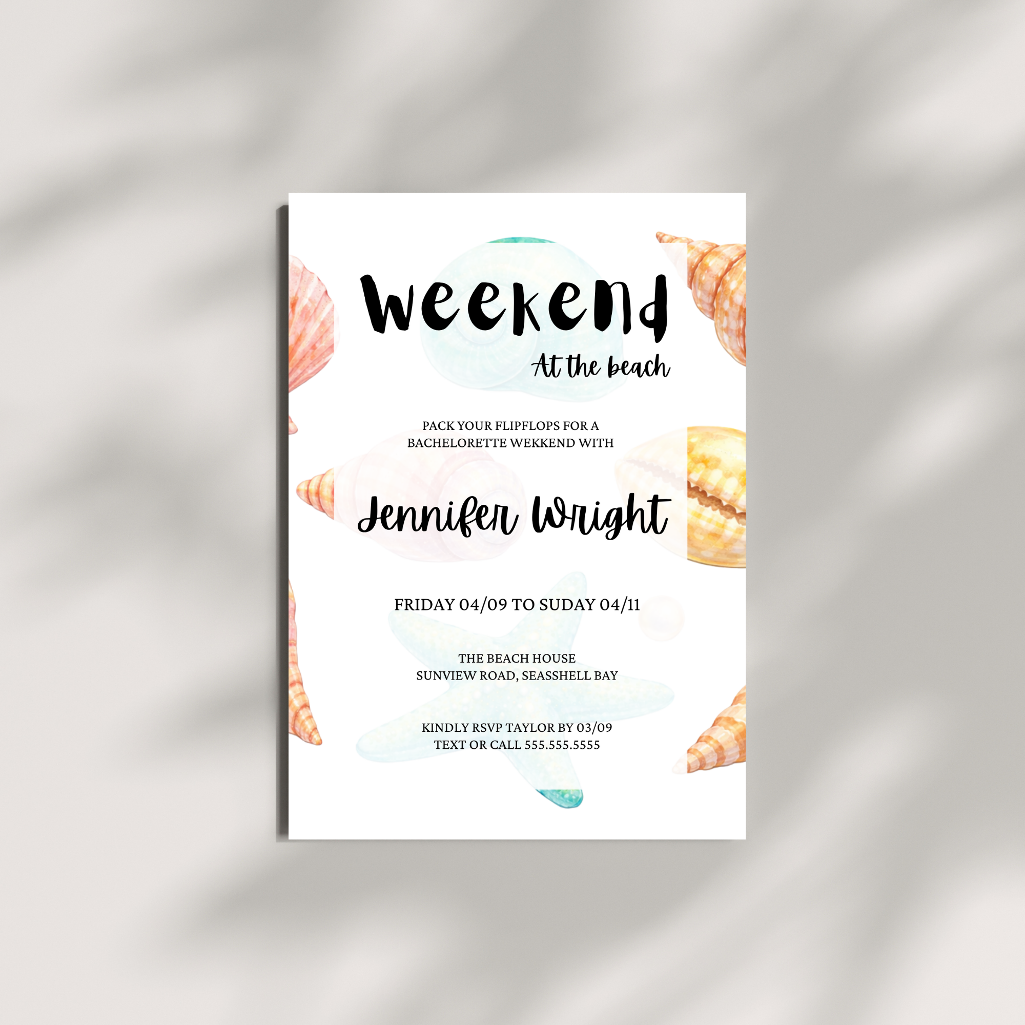 Seashell Bridal Shower Invitation