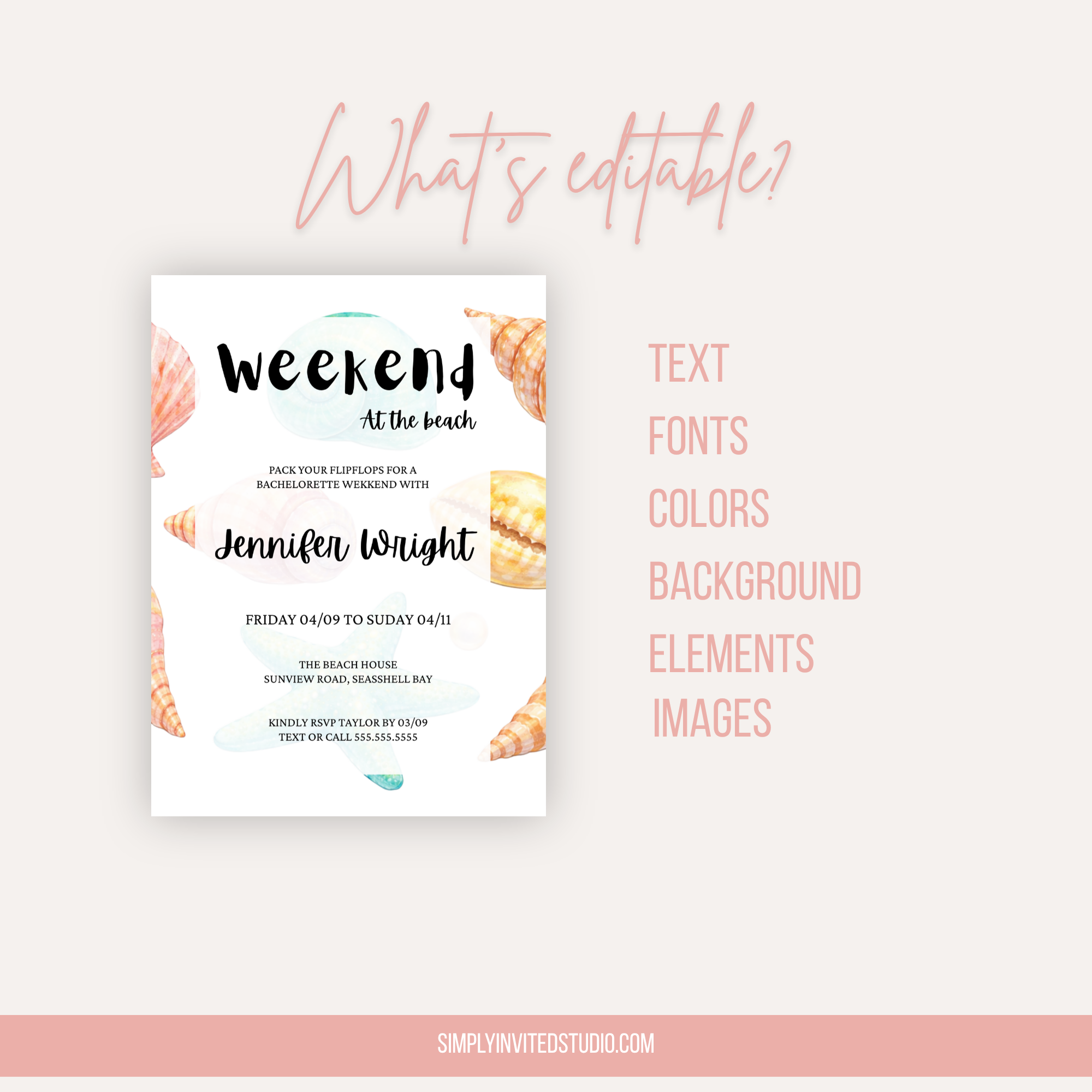 Seashell Bridal Shower Invitation