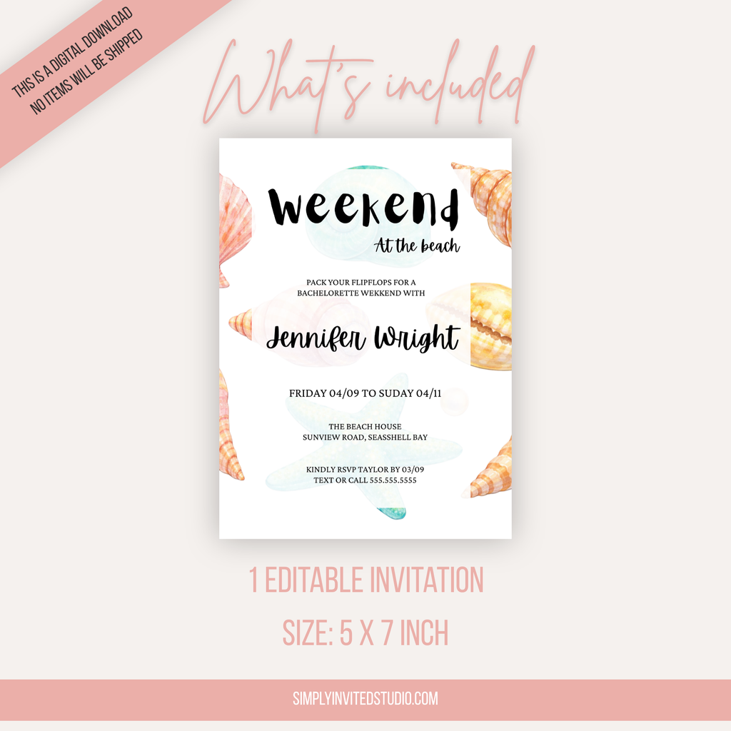 Seashell Bridal Shower Invitation