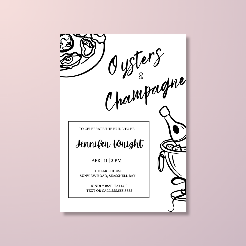 Oysters & Champagne Bridal Shower Invitation