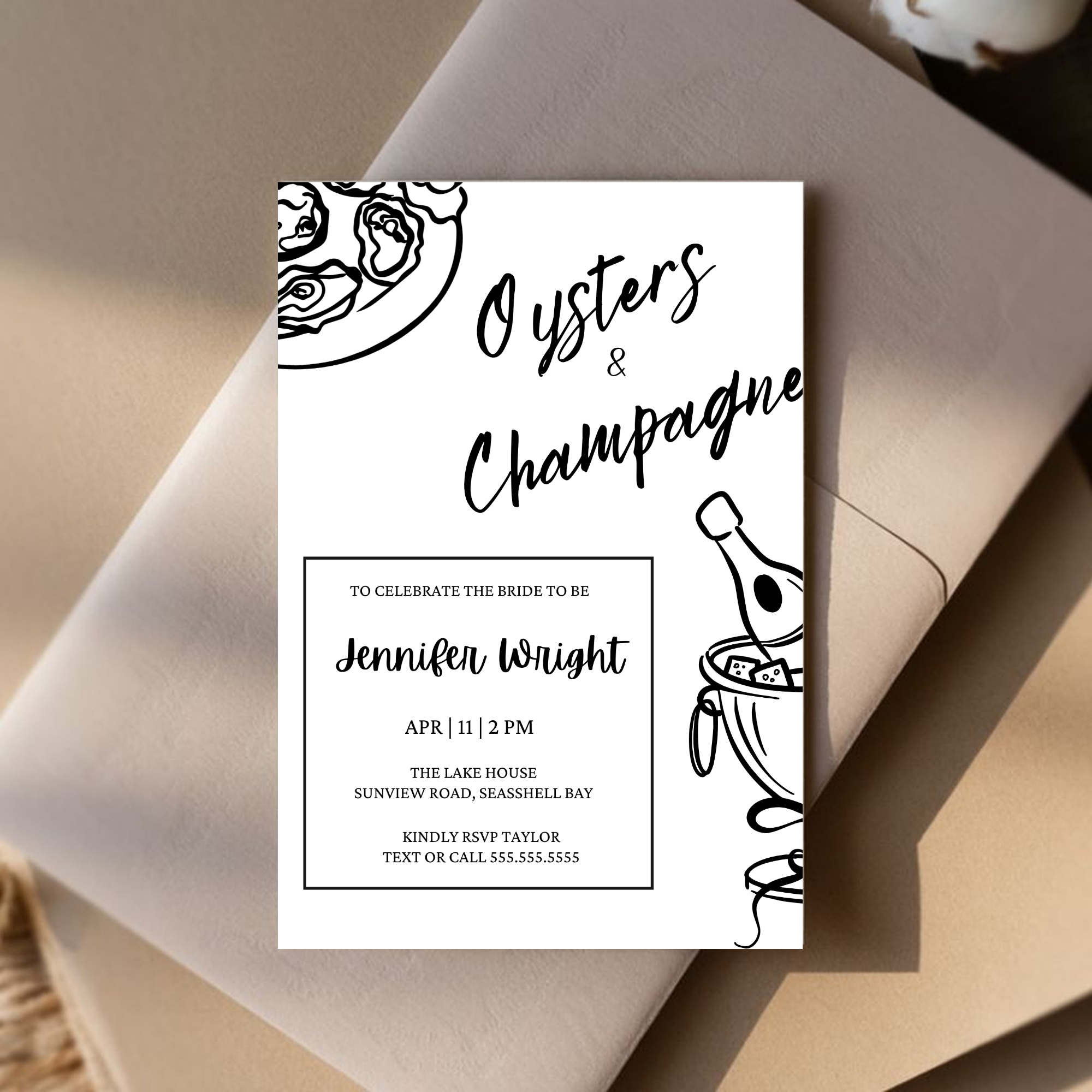 Oysters & Champagne Bridal Shower Invitation