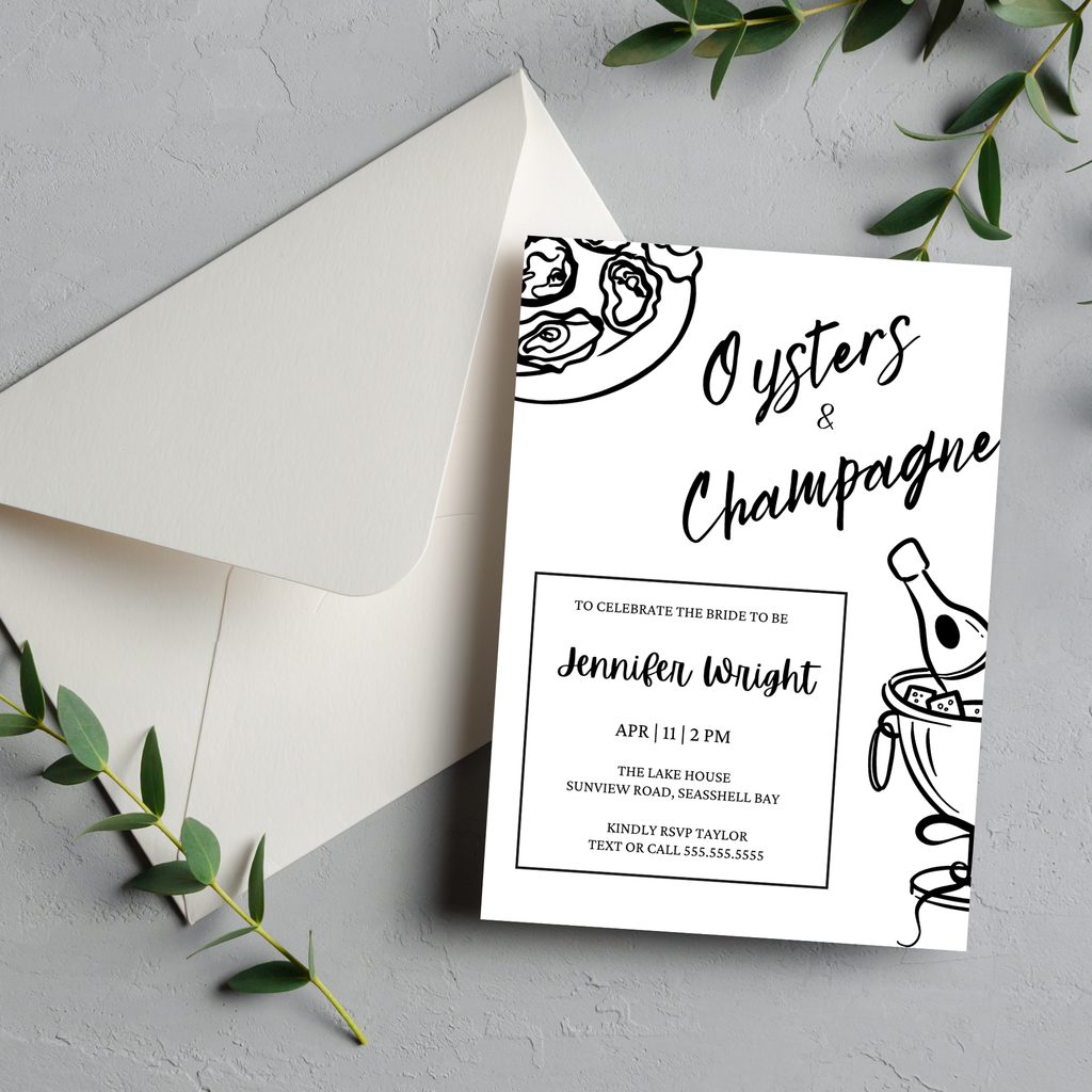 Oysters & Champagne Bridal Shower Invitation