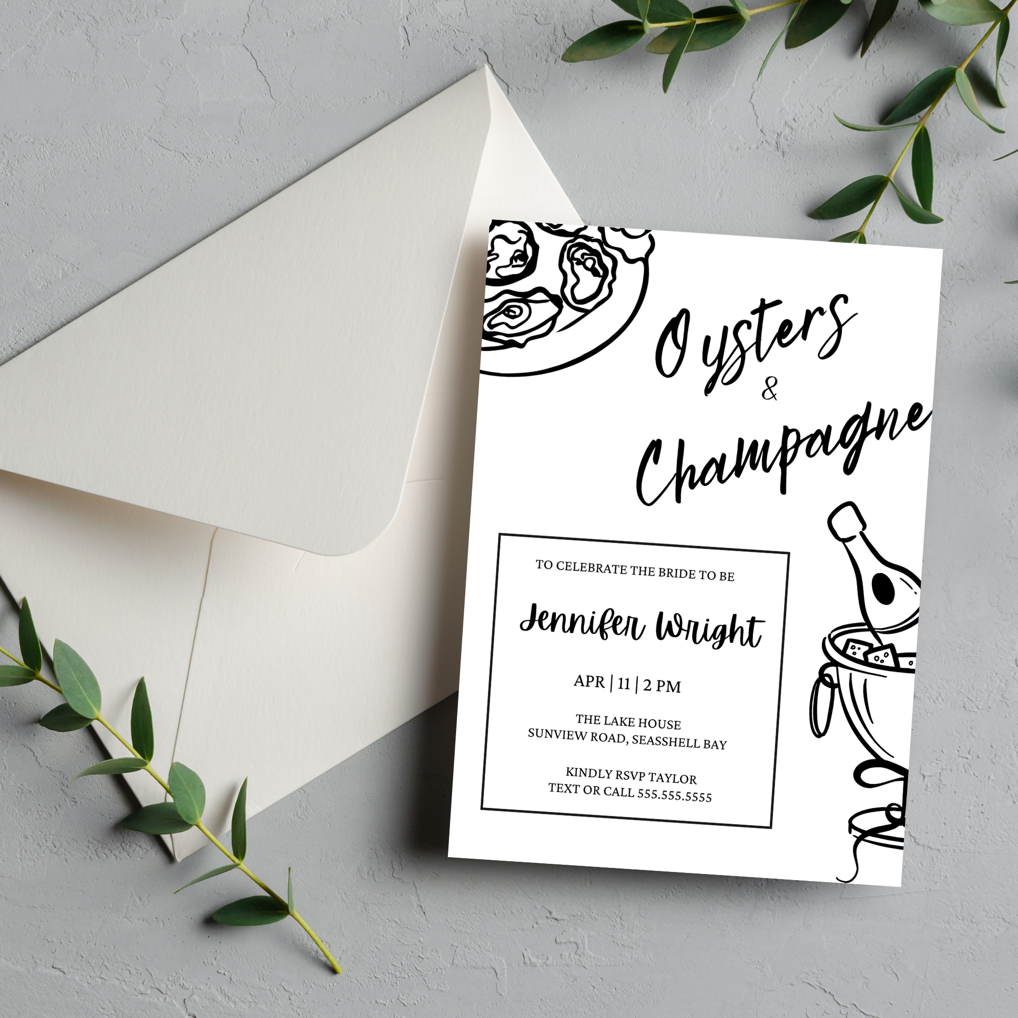 Oysters & Champagne Bridal Shower Invitation