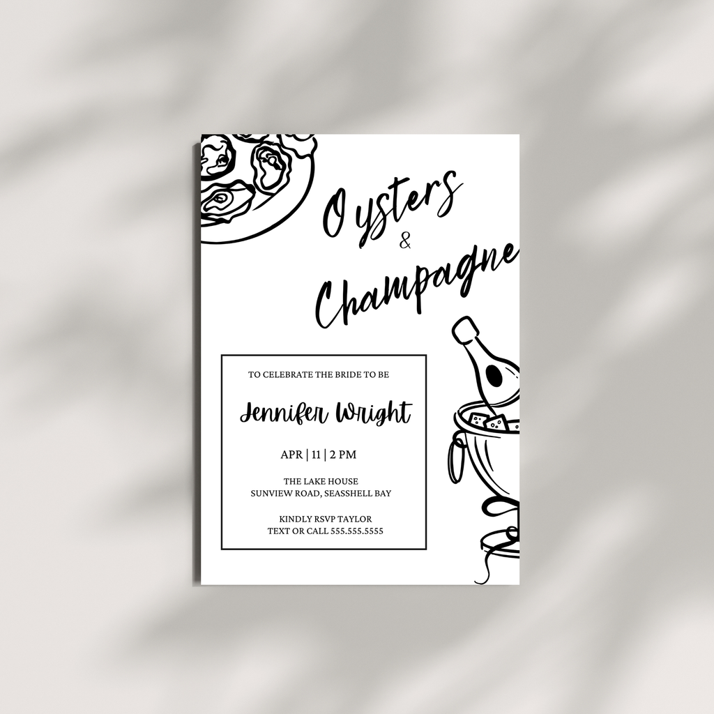 Oysters & Champagne Bridal Shower Invitation