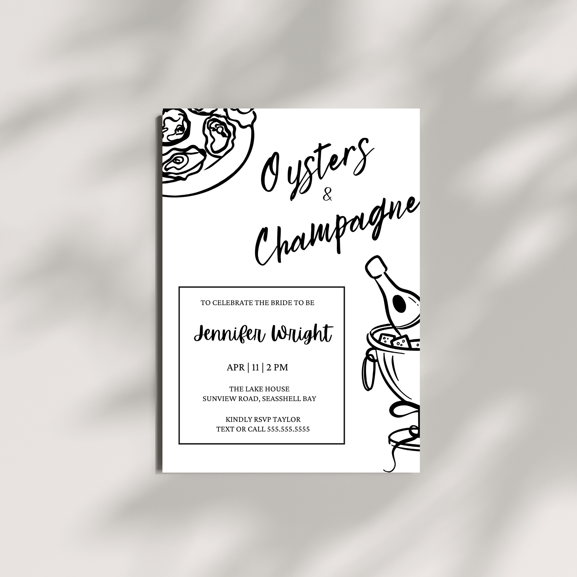 Oysters & Champagne Bridal Shower Invitation