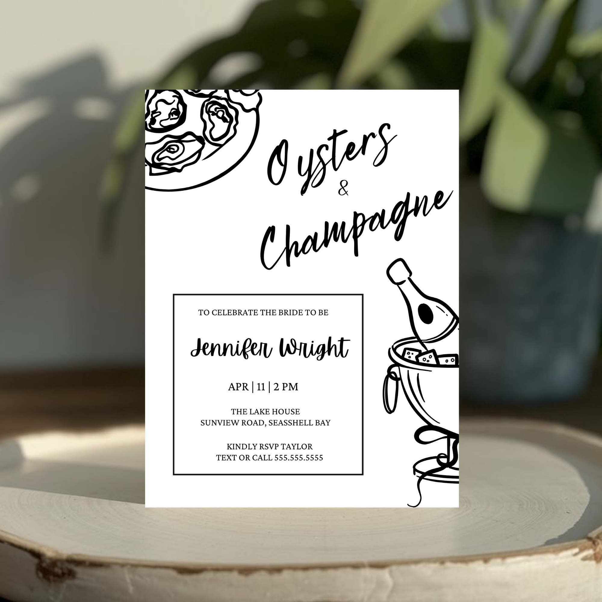 Oysters & Champagne Bridal Shower Invitation