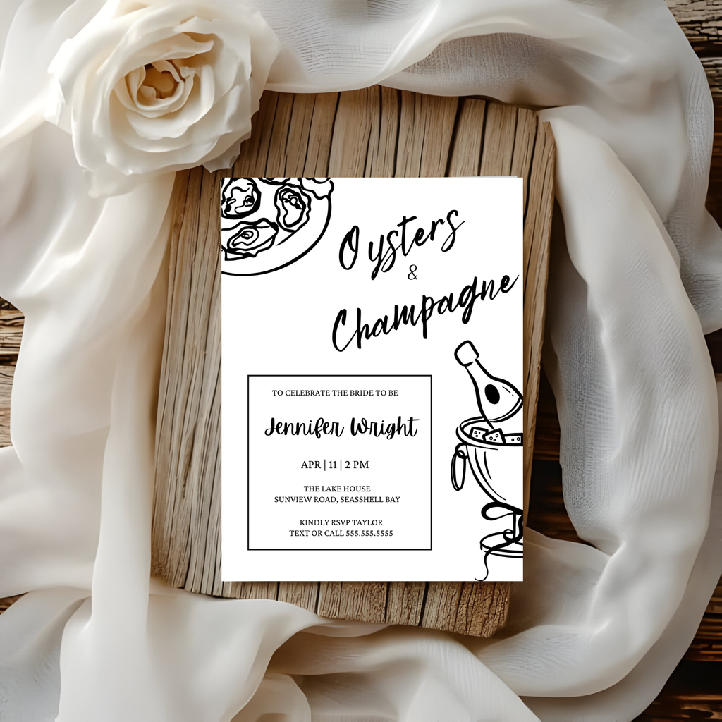 Oysters & Champagne Bridal Shower Invitation