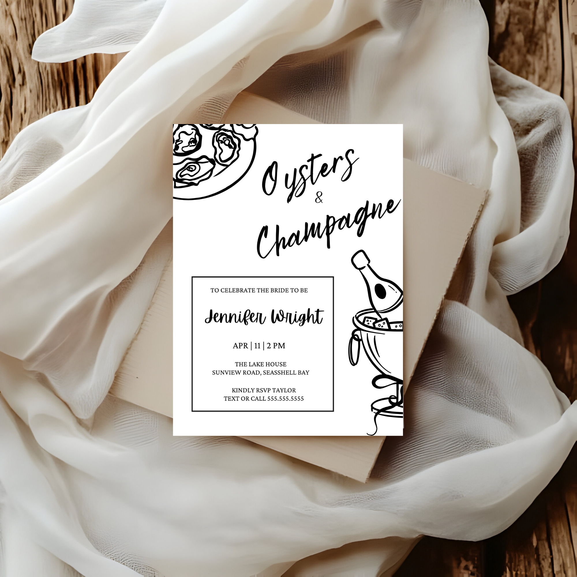 Oysters & Champagne Bridal Shower Invitation