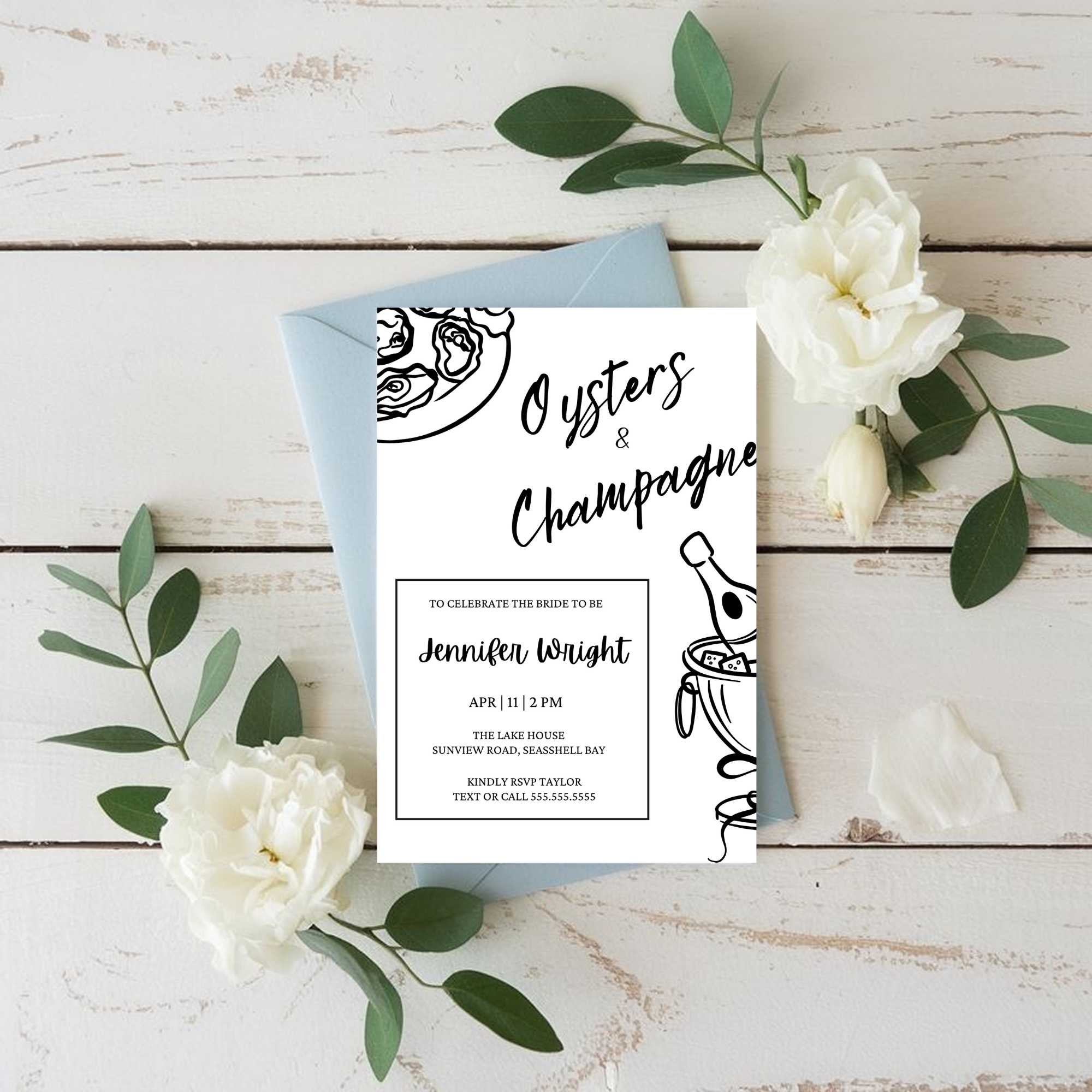 Oysters & Champagne Bridal Shower Invitation