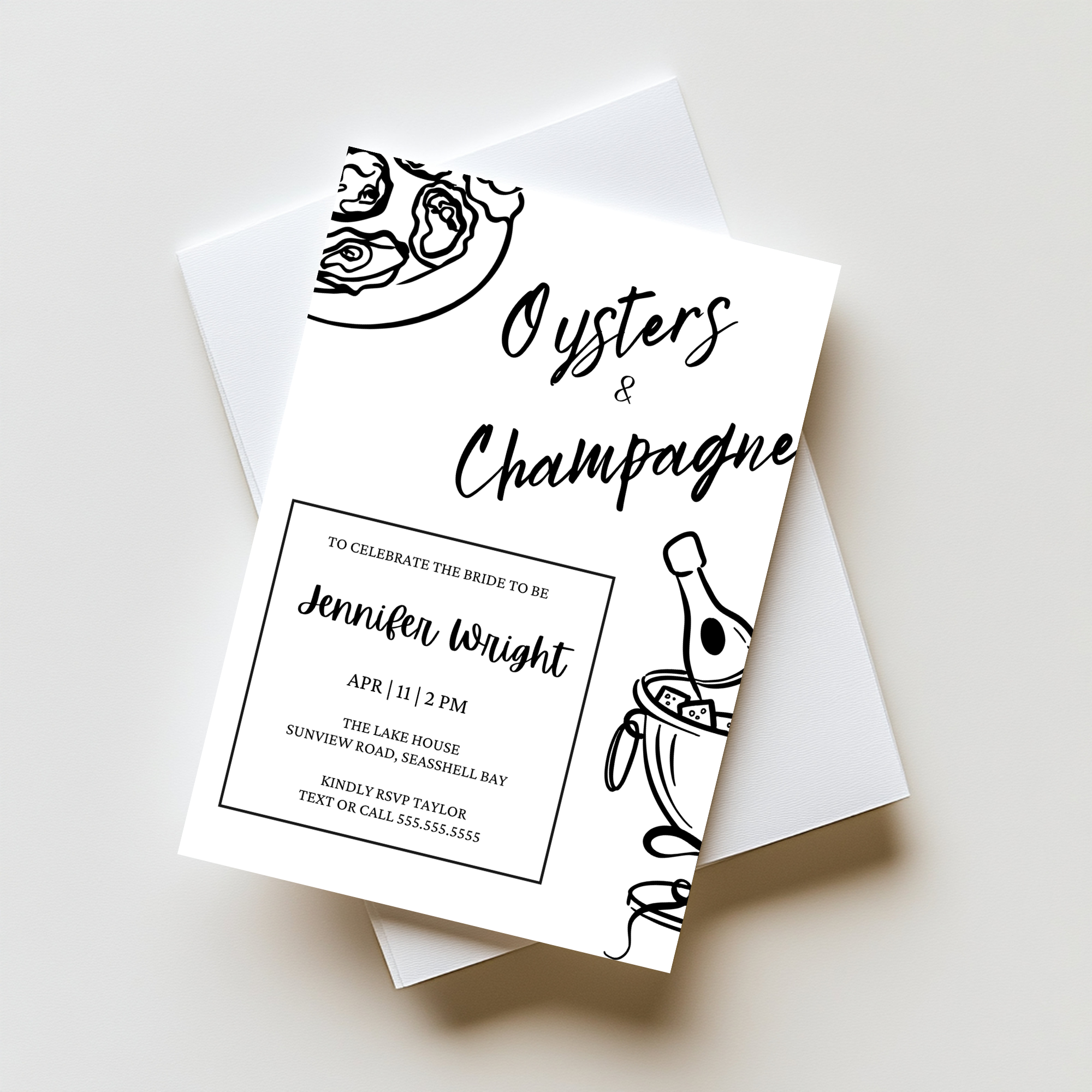 Oysters & Champagne Bridal Shower Invitation