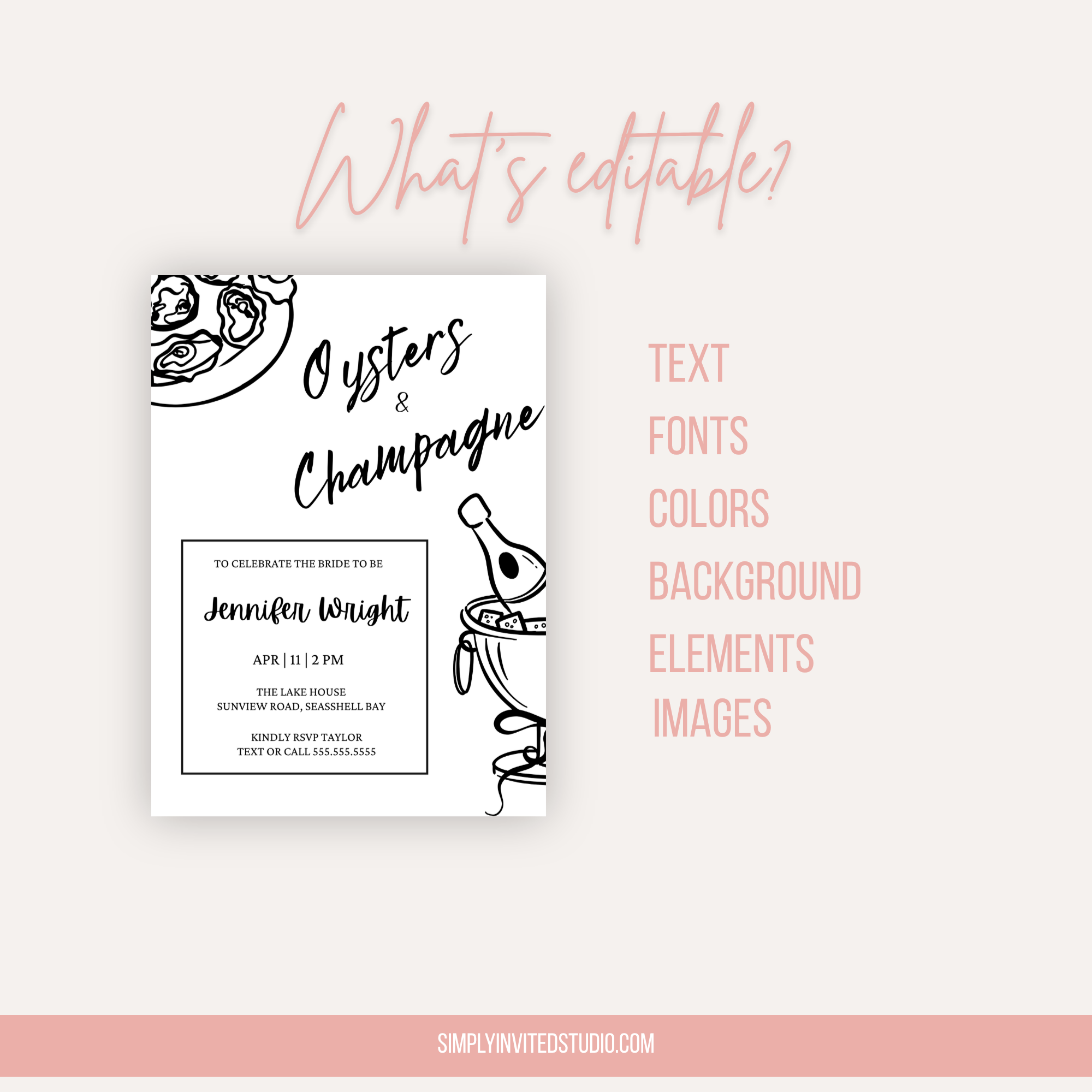 Oysters & Champagne Bridal Shower Invitation