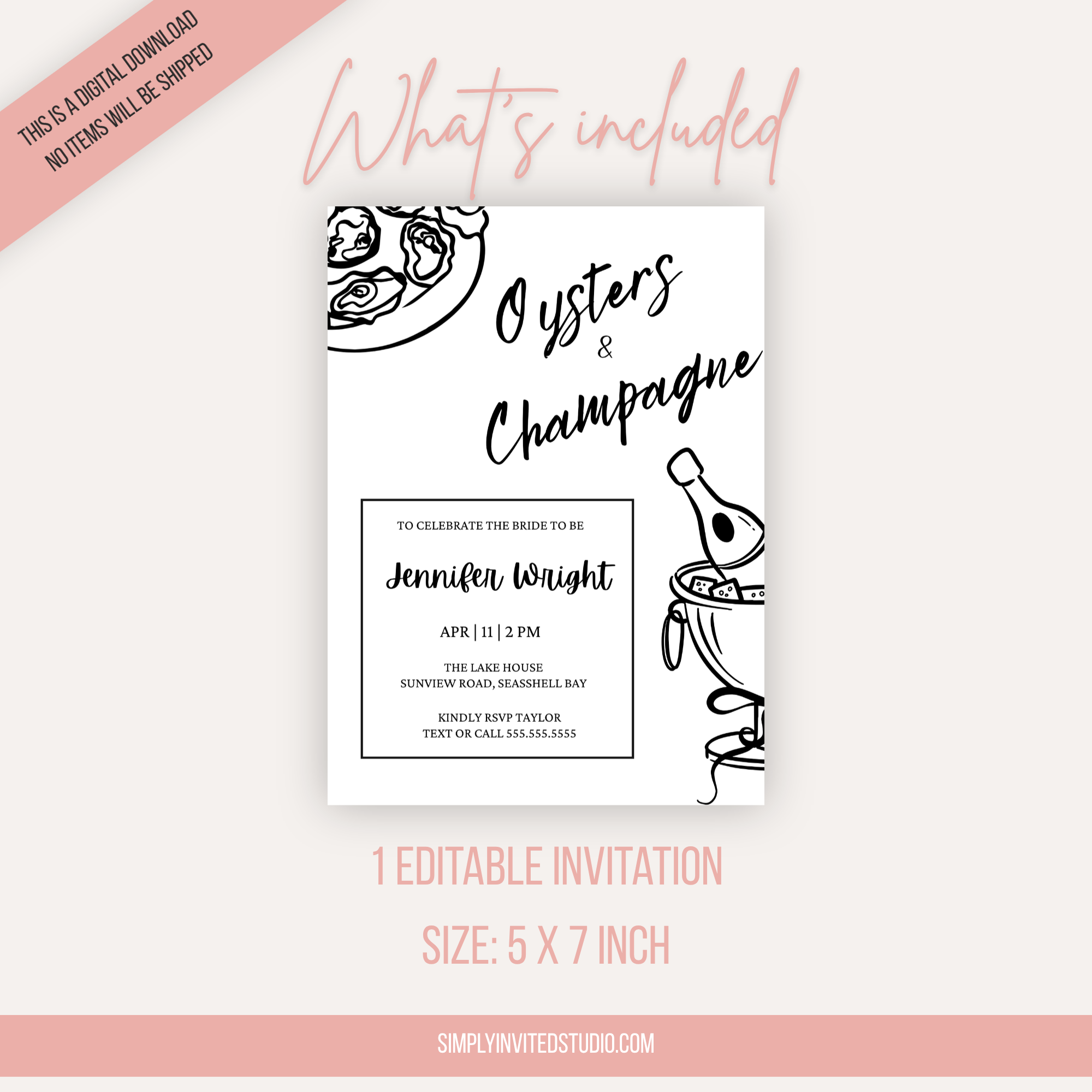 Oysters & Champagne Bridal Shower Invitation