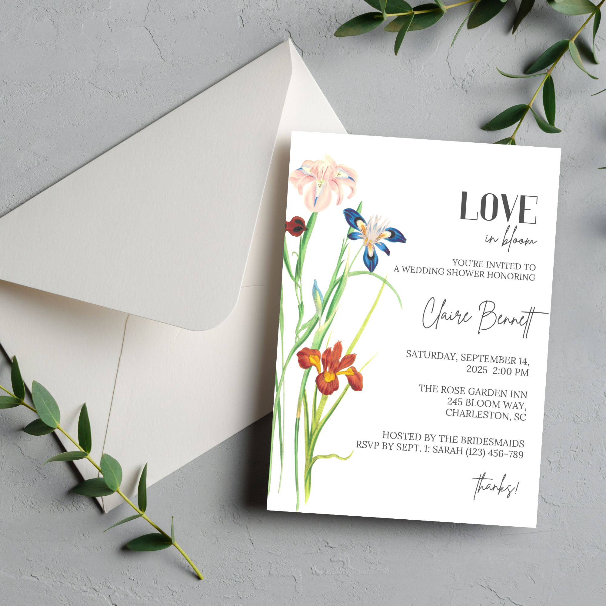 Iris Bridal Shower Invitation