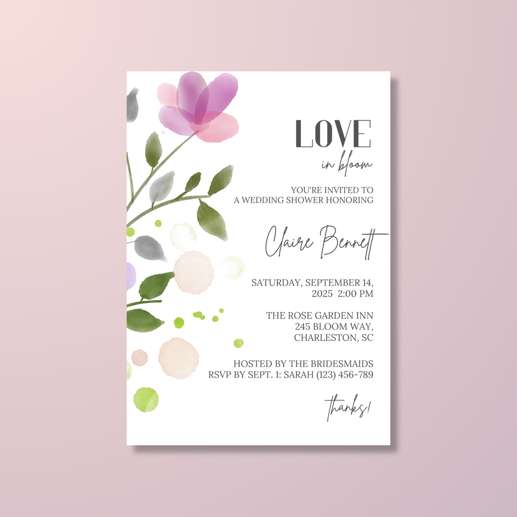 Purple Bridal Shower Invitation