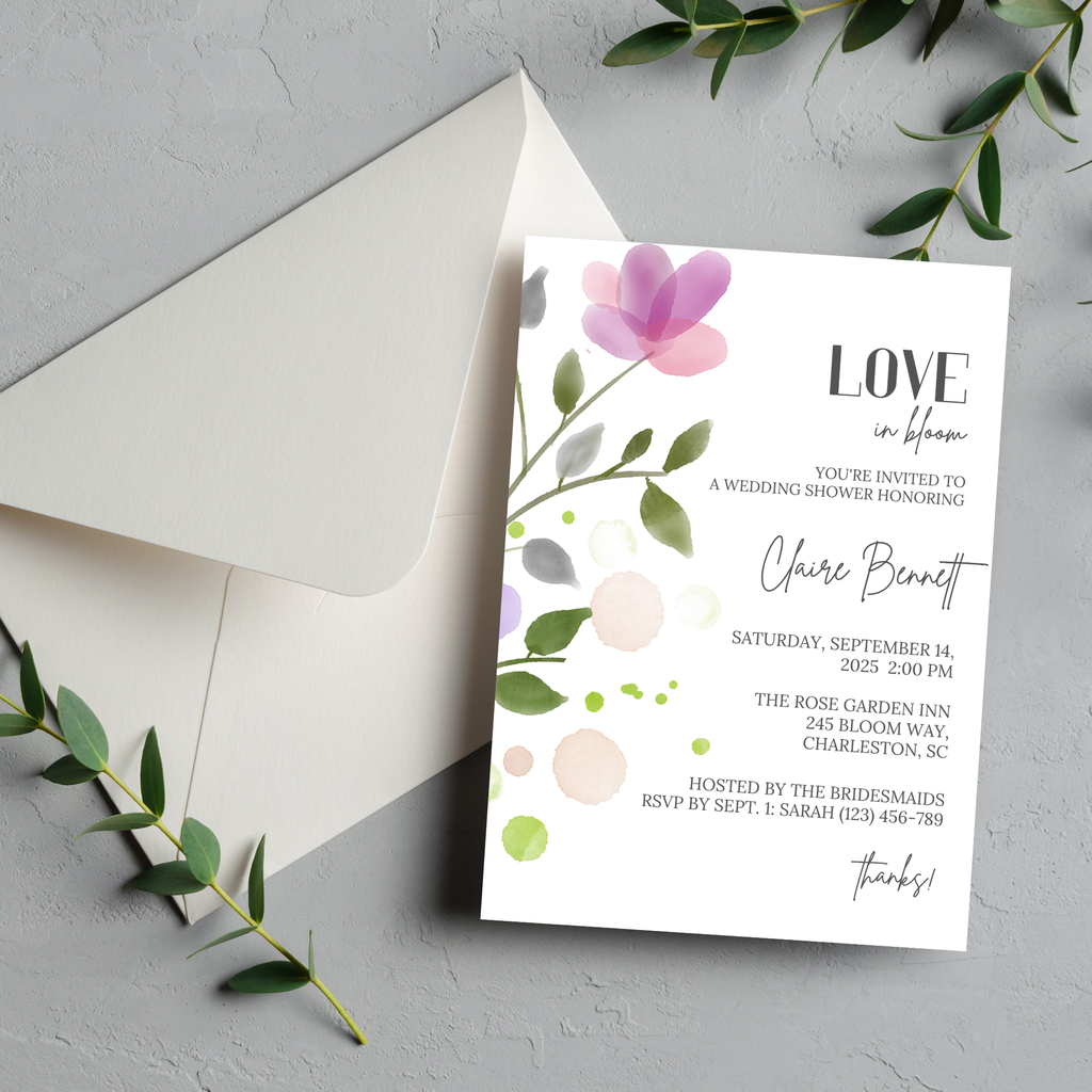 Purple Bridal Shower Invitation